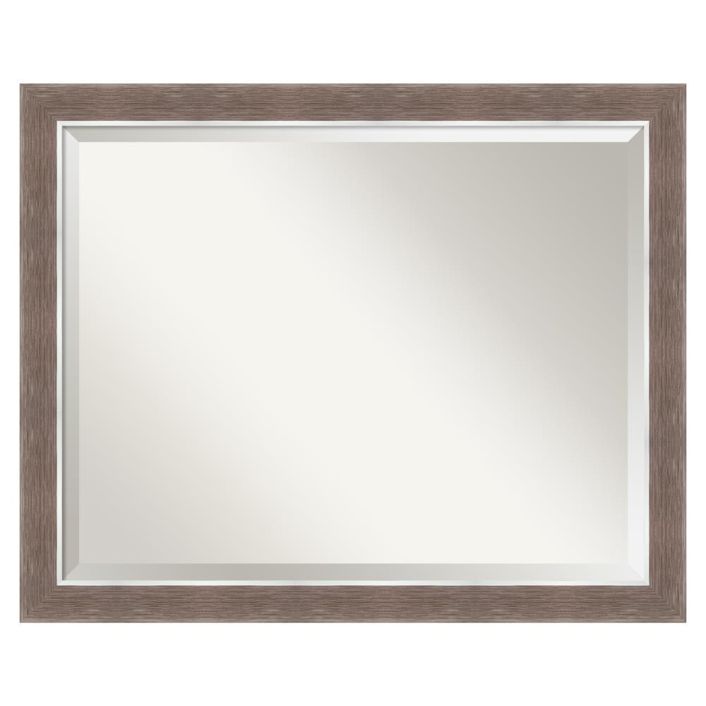 Amanti Art DSW4960939 Noble 31.5-in x 25.5-in Framed Rectangle Bathroom Vanity Mirror ( Brushed Brown,Silver )