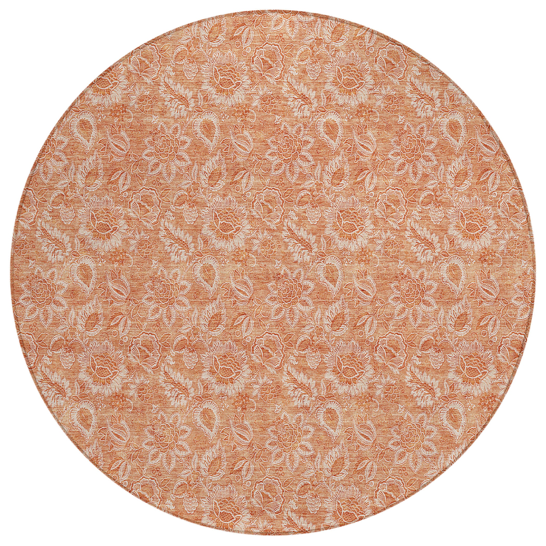 Addison Rugs ACN662SM8RO Chantille ACN662SM 8 x 8 (ft) Polyester Orange Round Indoor/Outdoor Geometric Machine washable Area rug