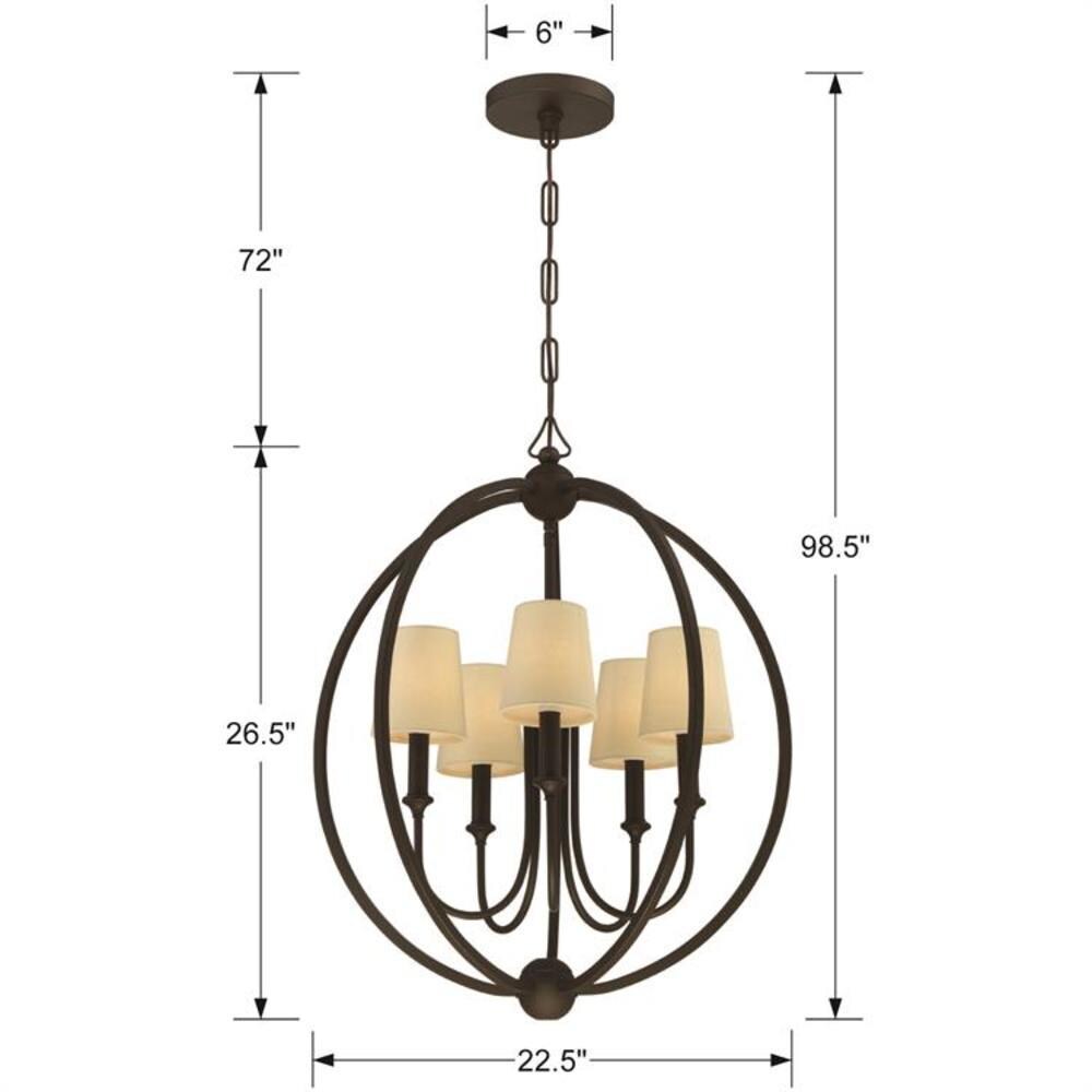 Crystorama Sylvan 5-Light Dark Bronze Transitional Dry Rated Chandelier ...