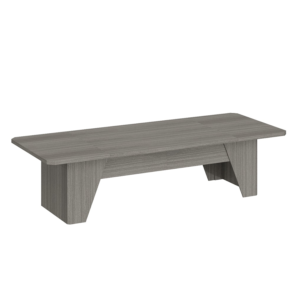 Homsee V-KF210324-01-AB Modern Gray Oak Rectangular Conference Table Pedestal Base Wooden Meeting Desk for 6 to 10 People