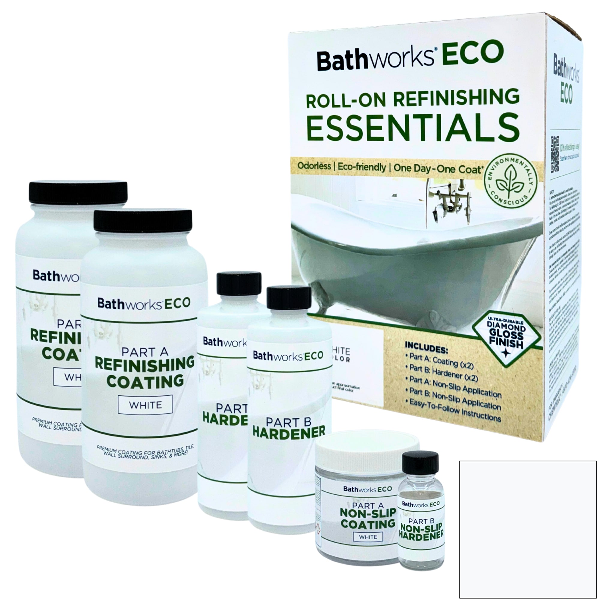Bathworks BWEE-01 Specialty White High-gloss Anti-Skid Tub Tile Refinishing kit ( 1-pint )