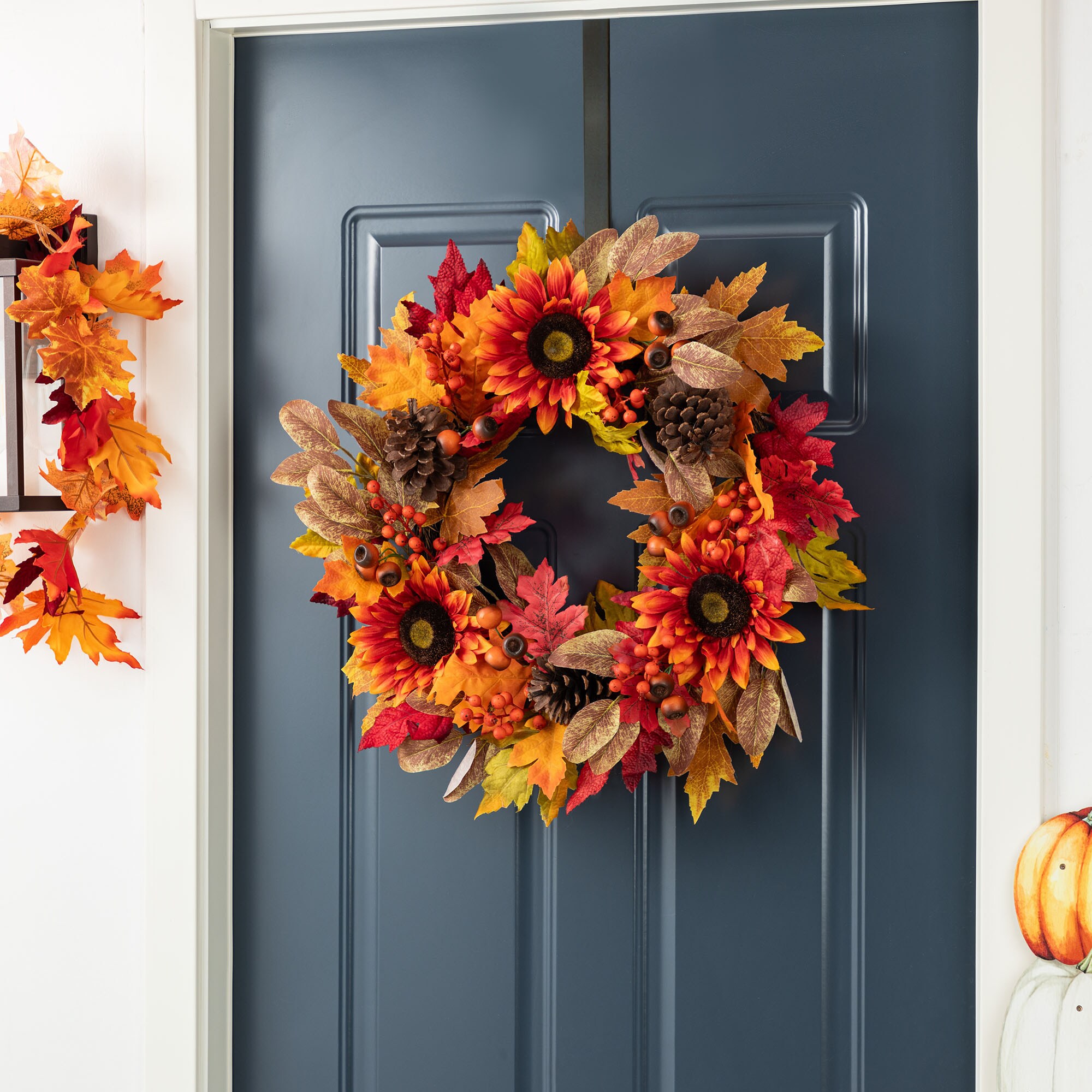 Glitzhome 2019500027 Artificial-Thanksgiving-Wreaths - View #6