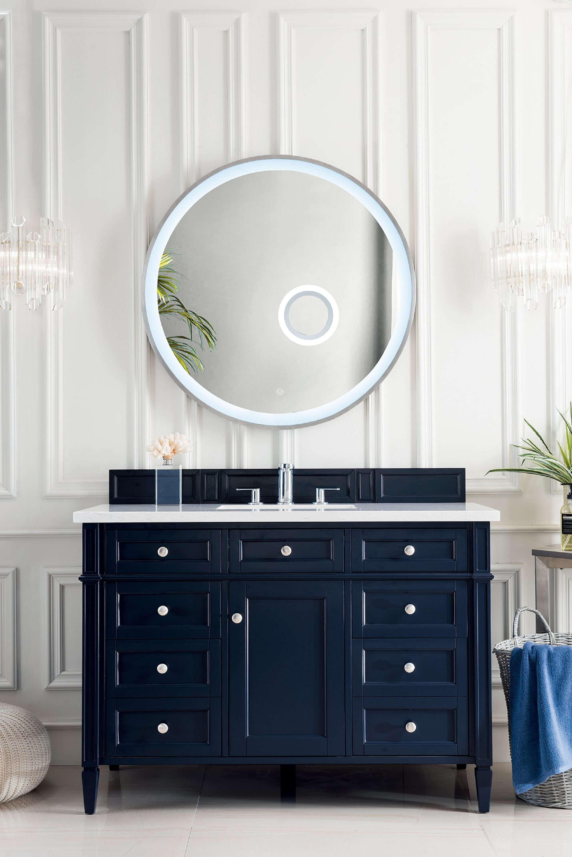 James Martin Vanities 650-V48-VBL-3WZ Brookfield 48-in Victory Blue Undermount Single Sink Bathroom Vanity with White Zeus Quartz Top