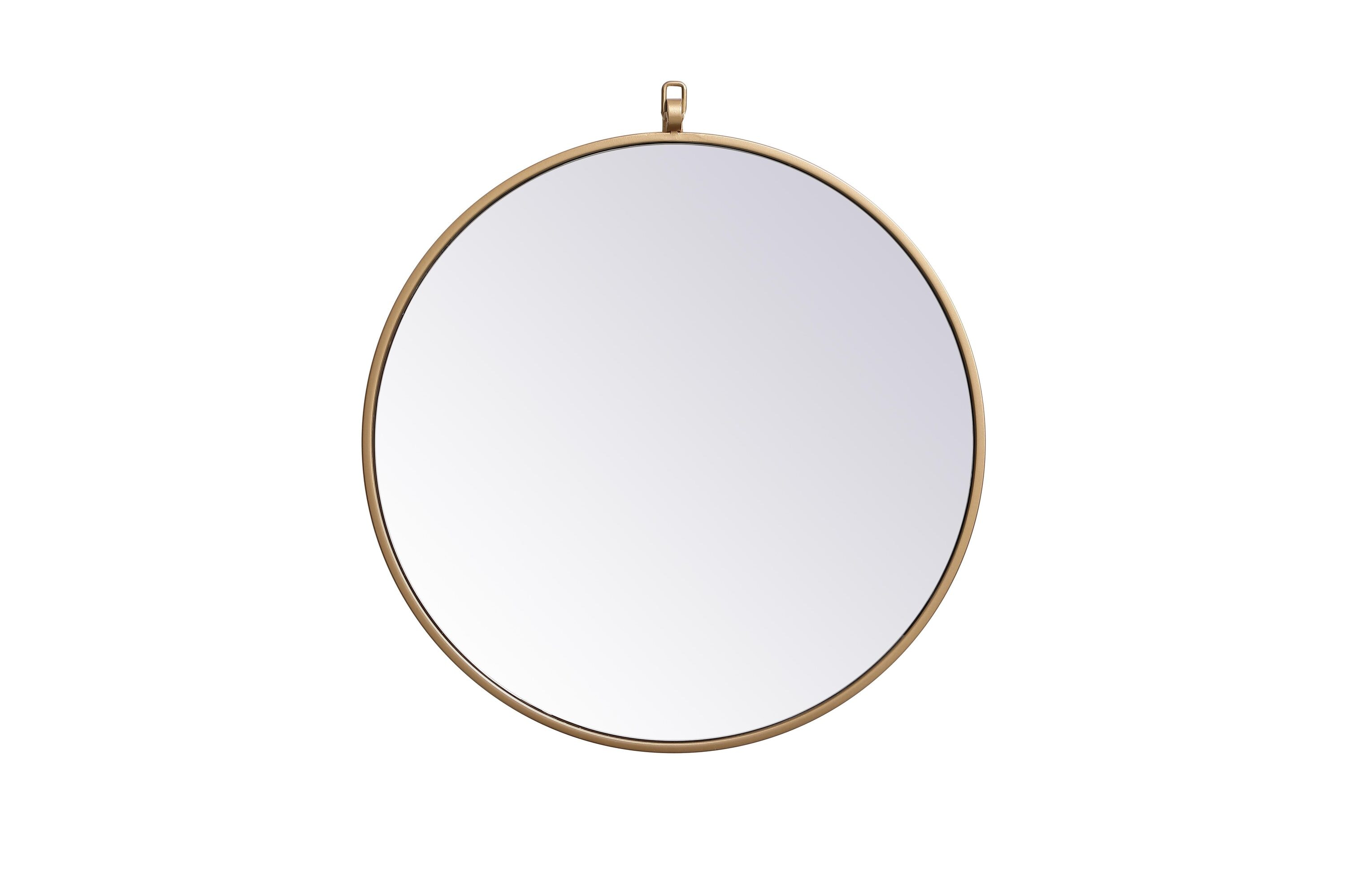 Simply Living Home Roryn Metal Frame Round Mirror with Decorative Hook 21 inch in Brass