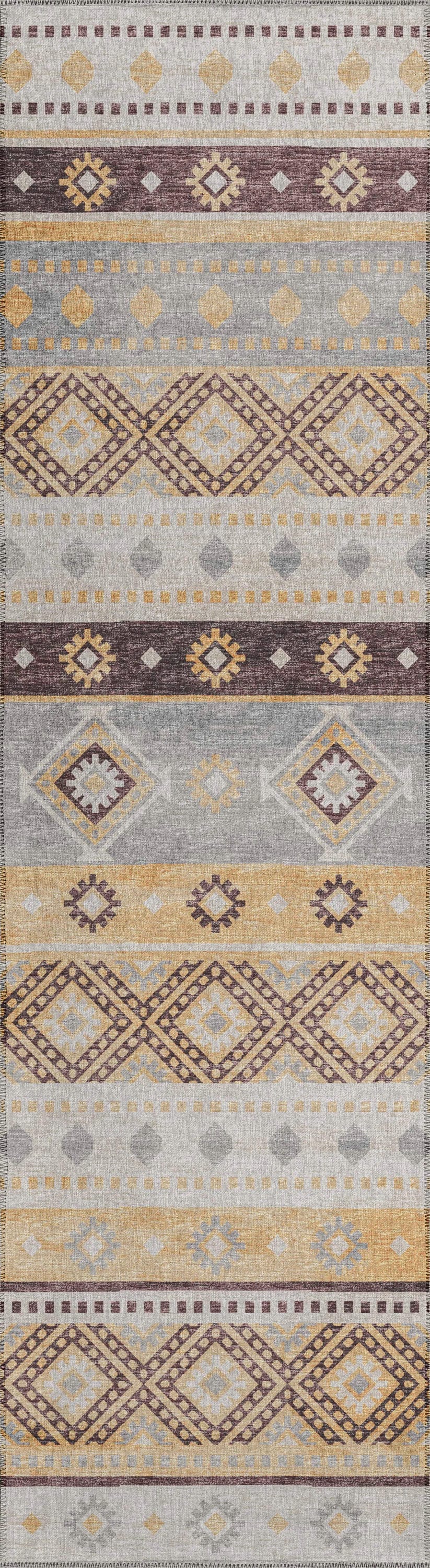Addison Rugs AYU42GI2X8 Yuma 2 x 8 (ft) Chenille Gilded Rectangular Indoor/Outdoor Geometric Southwestern Machine washable Runner rug