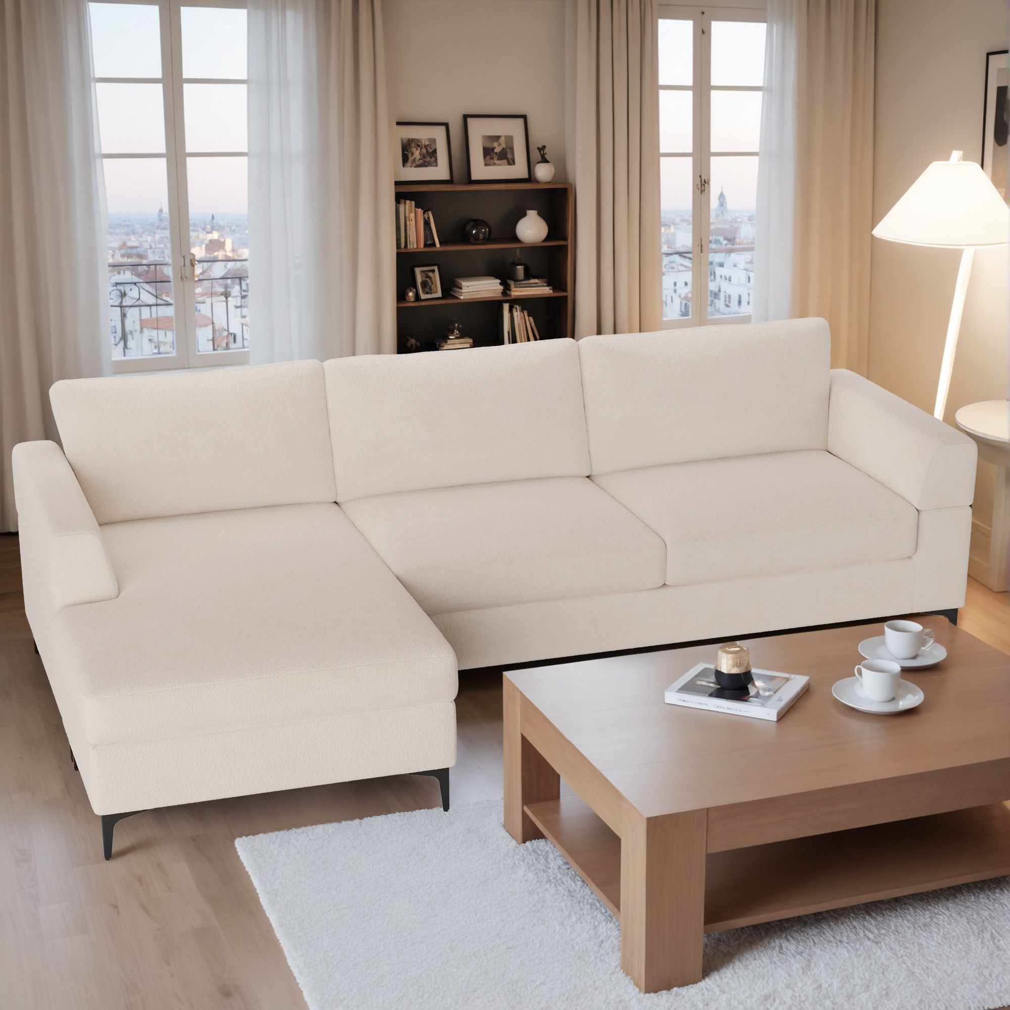 Pouuin SALSET11 96.5-in Casual White Sofa
