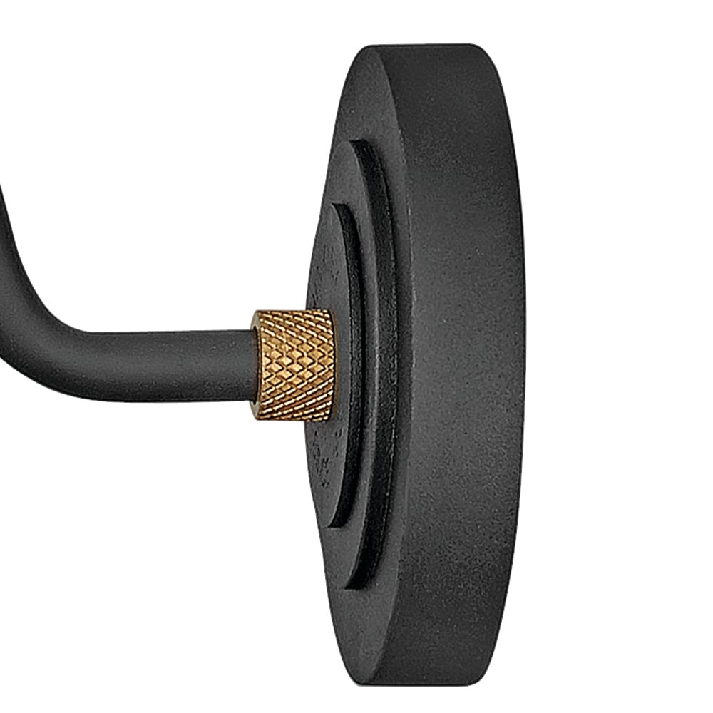 Textured Black Aluminum Outdoor Wall Sconce with Brass Accents