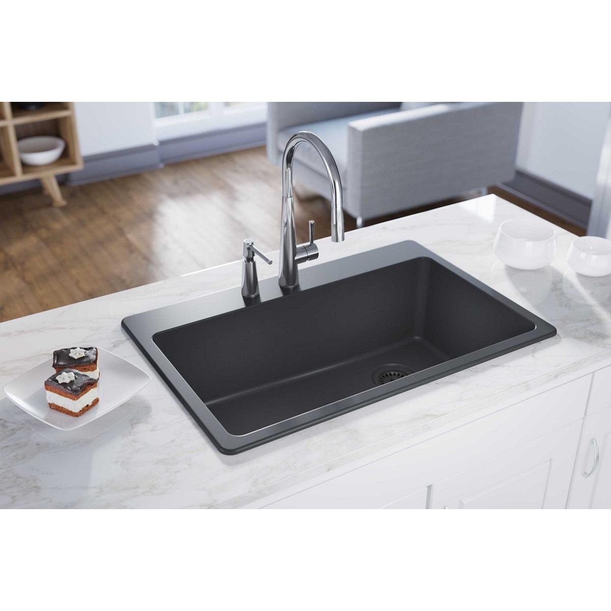 Elkay ELG13322GY0 Quartz Classic Drop-in 33.0-in x 22.0-in Quartz Single bowl Kitchen Sink