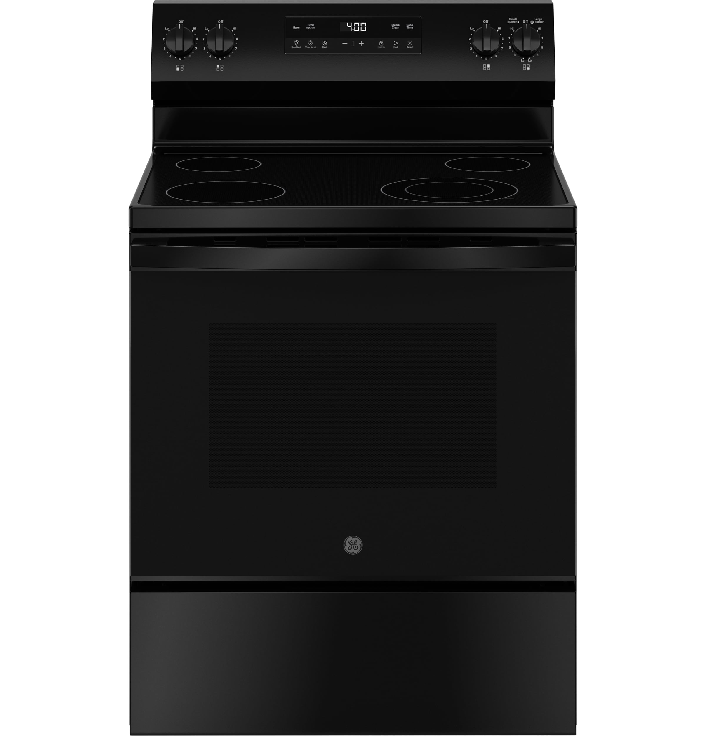 GE GRF400SVBB 30-in Glass Top 4 burners 5.3-cu ft Freestanding Electric Range ( Black )