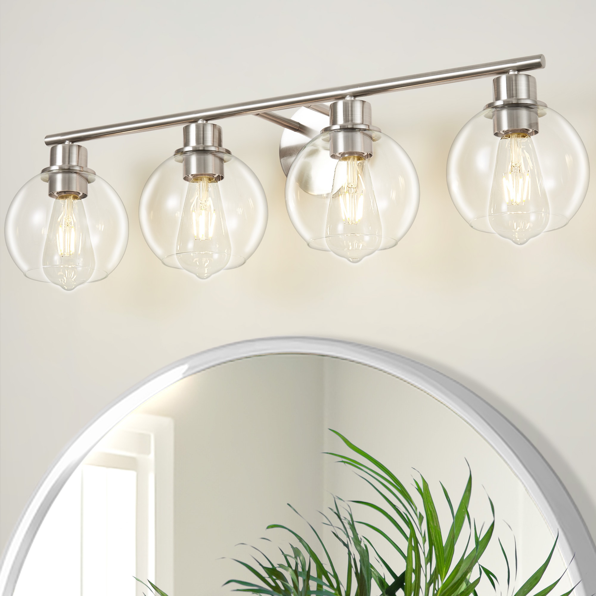 POWLIG Vanity light 29.53-in 4 Light Gloss Nickel Modern/contemporary Bathroom Vanity light