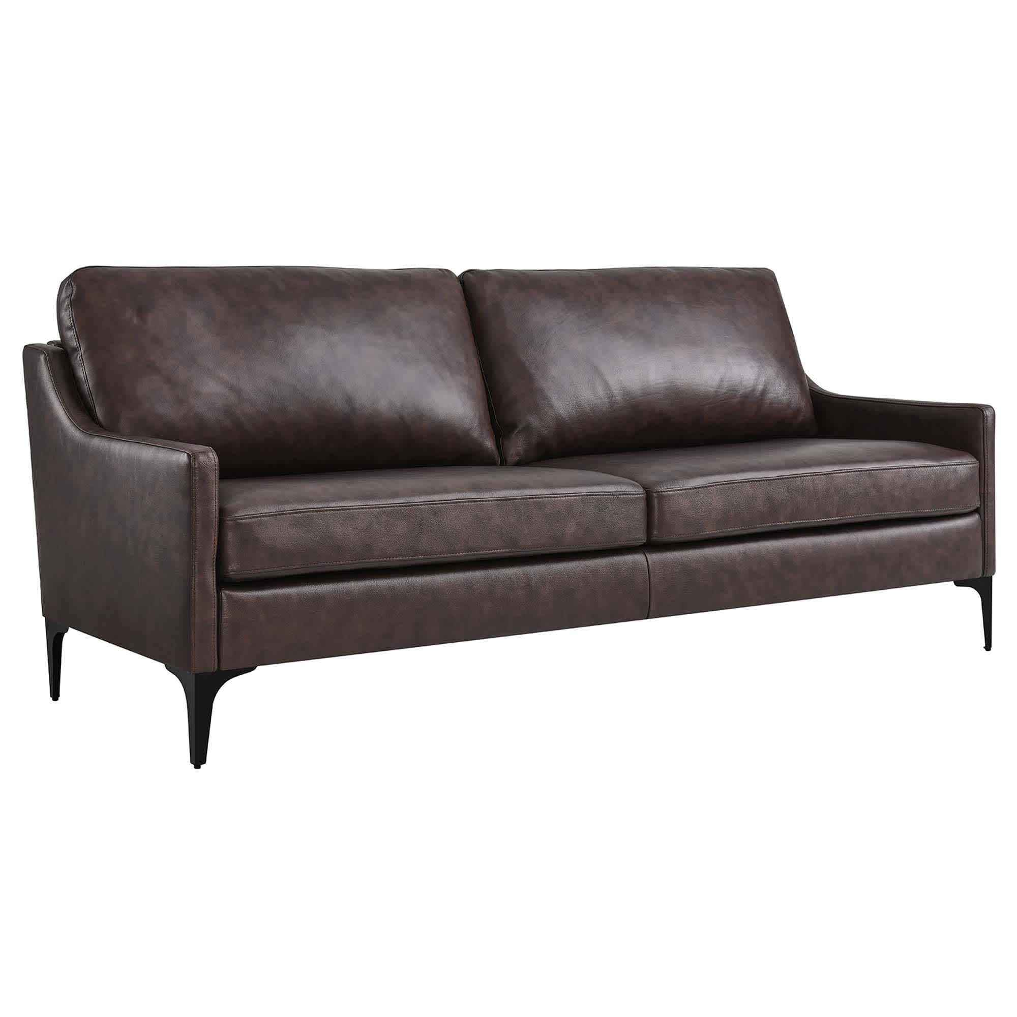  Corland Leather Sofa in Brown