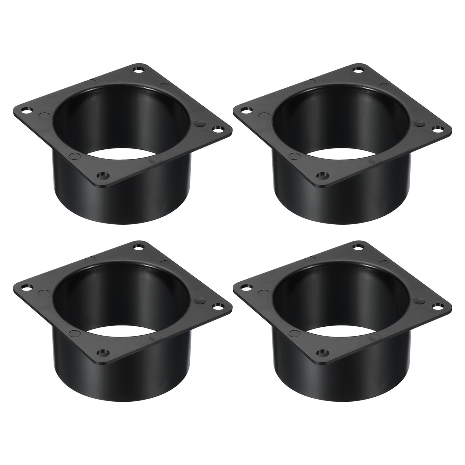 PATIKIL 3 inch Duct Connector Flange 4 Pack Dryer Vent Wall Plate Square to Round Straight Ducting Plate for Air Heating Cooling Ventilation Exhaust Fan Black