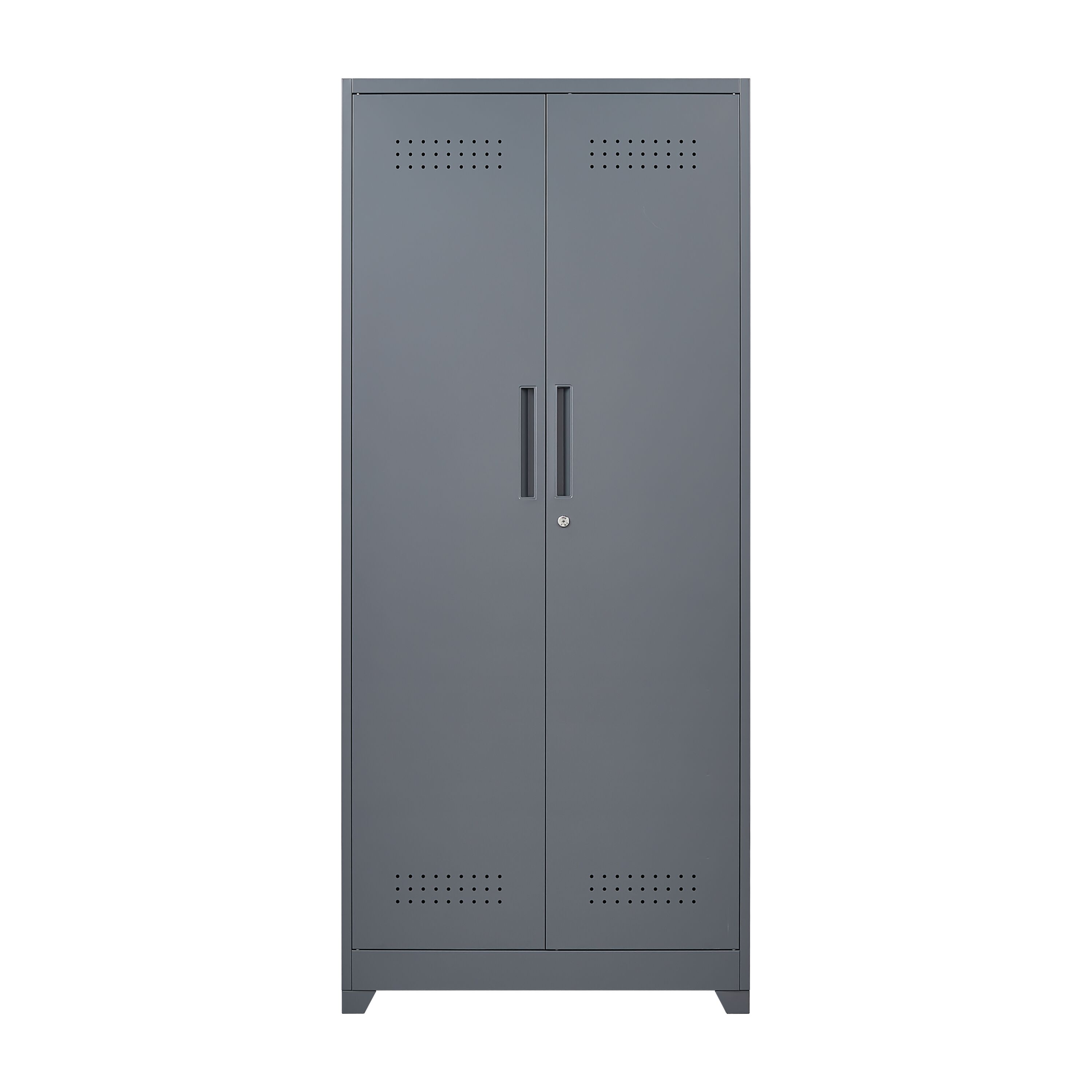 Vynxaria - 72.8-in H Metal Storage Cabinet with Locking Doors Heavy Duty Steel Broom Closet for G...