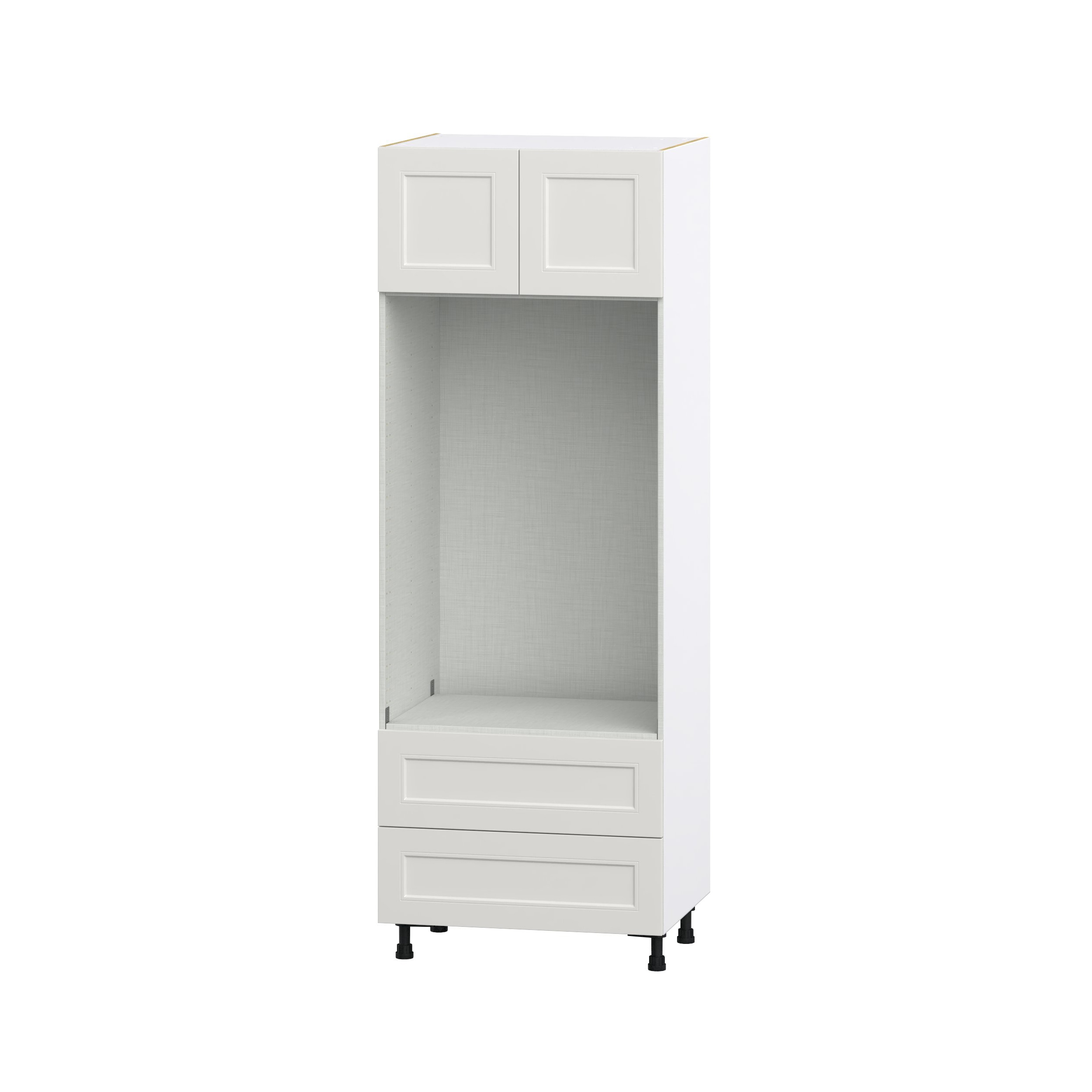 Hugo&Borg DSTMO2DA3084.5-BE Belcourt 30-in W x 84.5-in H x 24-in D Painted Light Gray 2 -Drawers Microwave Pantry Fully assembled Cabinet (Recessed Panel Shaker)