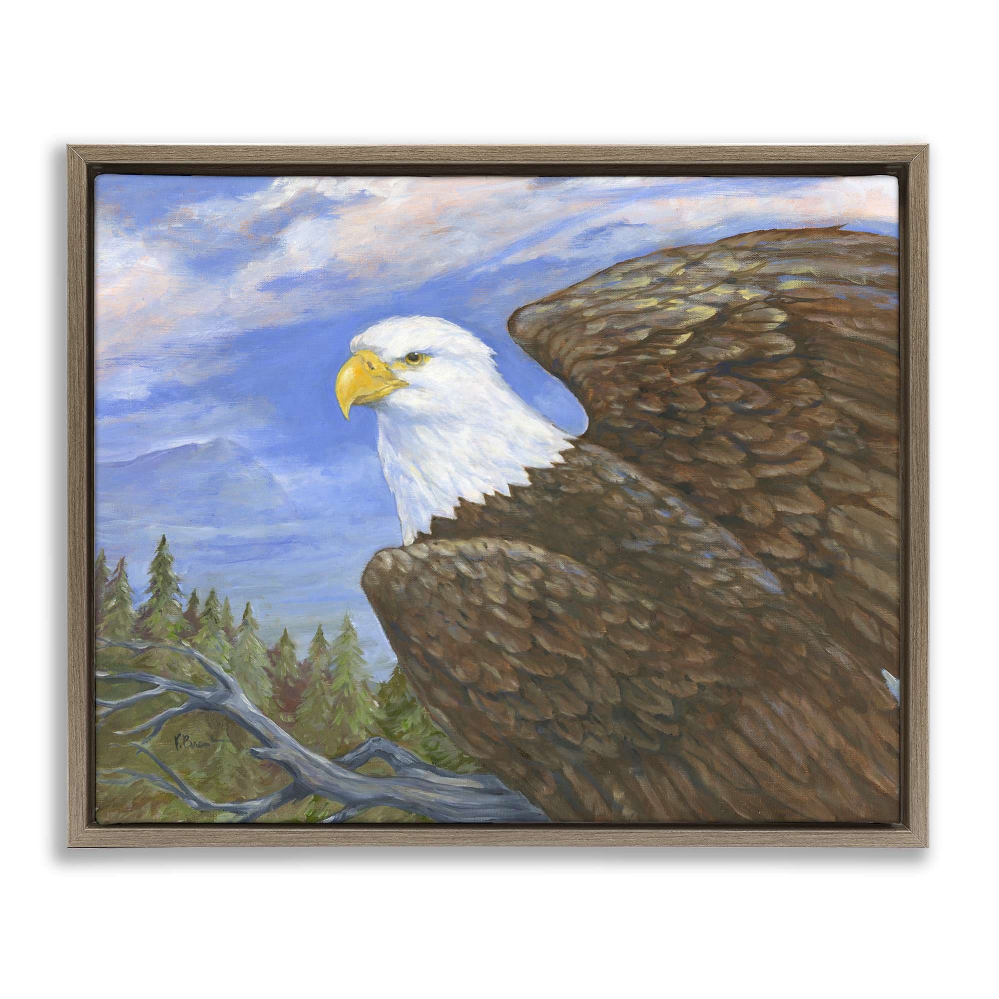 Stupell Industries BT-794-FFE-16X20 Eagle Overlook from Tree Top Floating Frame design by Paul Brent