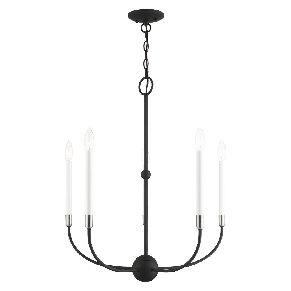 Livex Lighting 46065-04 Clairmont 5 -Light Matte Black Traditional For Use in Bathrooms, Bedrooms, Dining Rooms, Foyers, Kitchens, Living Rooms Chandelier