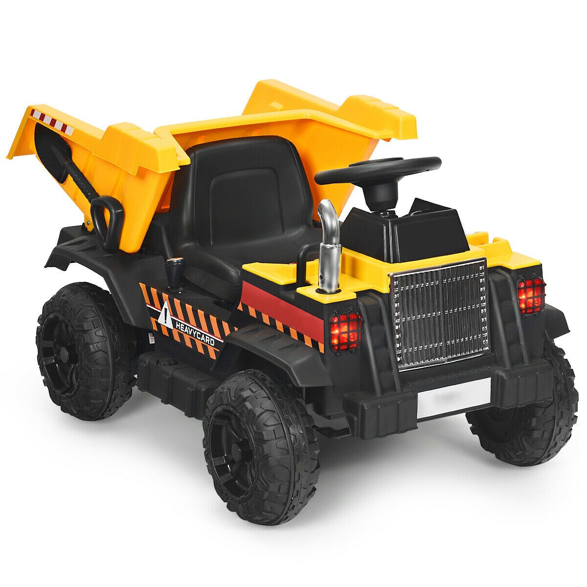Slickblue D-CO-WY147723YT 12V Kids Ride-On Construction Truck Yellow and Black (Battery Included) – Remote Control and Dump Bed