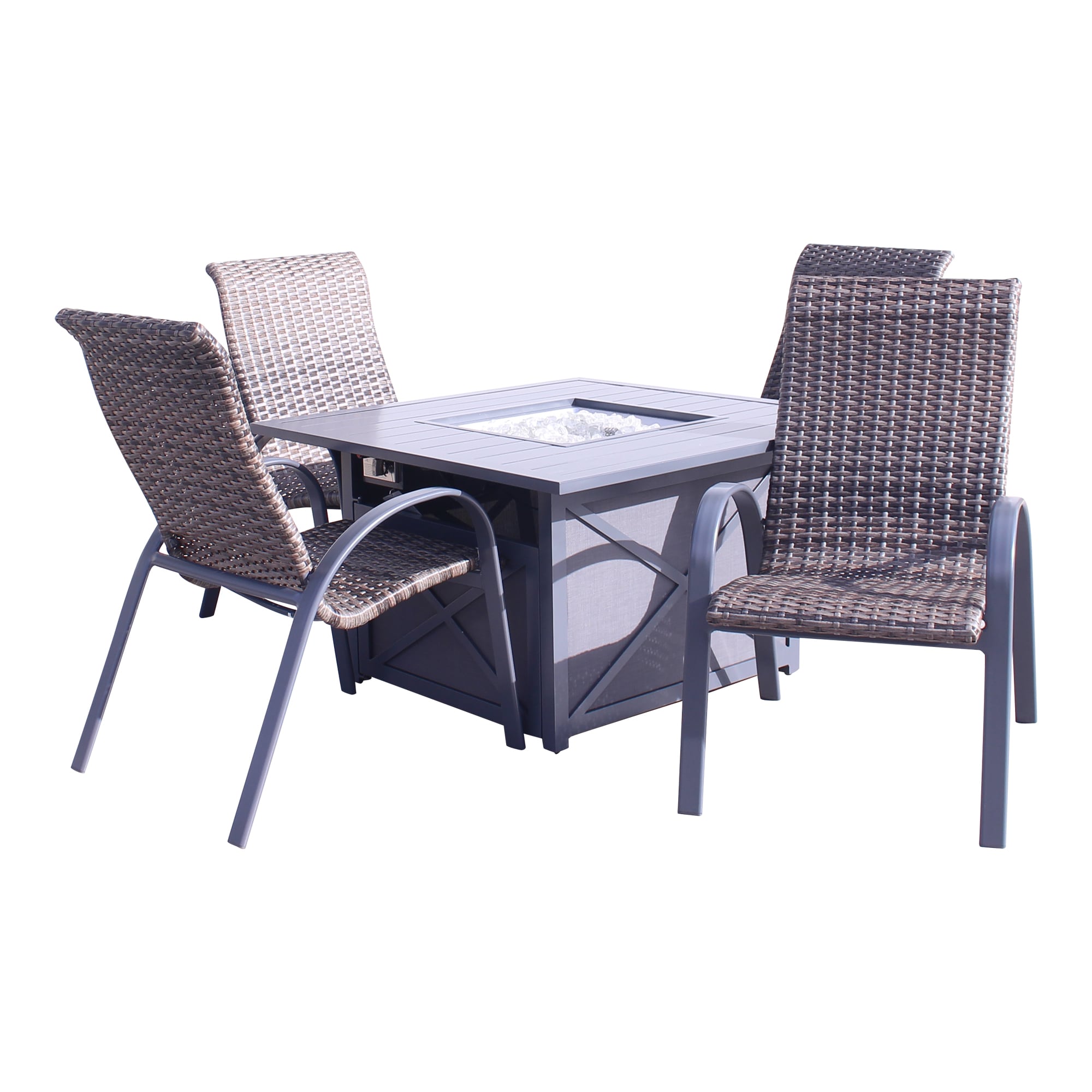 Courtyard Casual Santa Fe Dark Gray 5 Piece Gray Wicker Patio