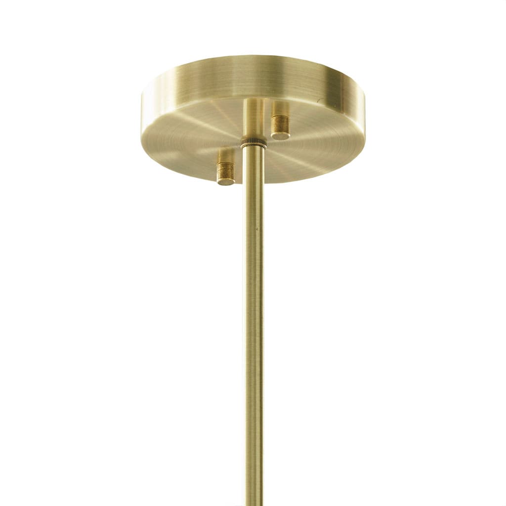 Ezra Mid-Century 5-Light Chandelier in Antique Brass with White Shades