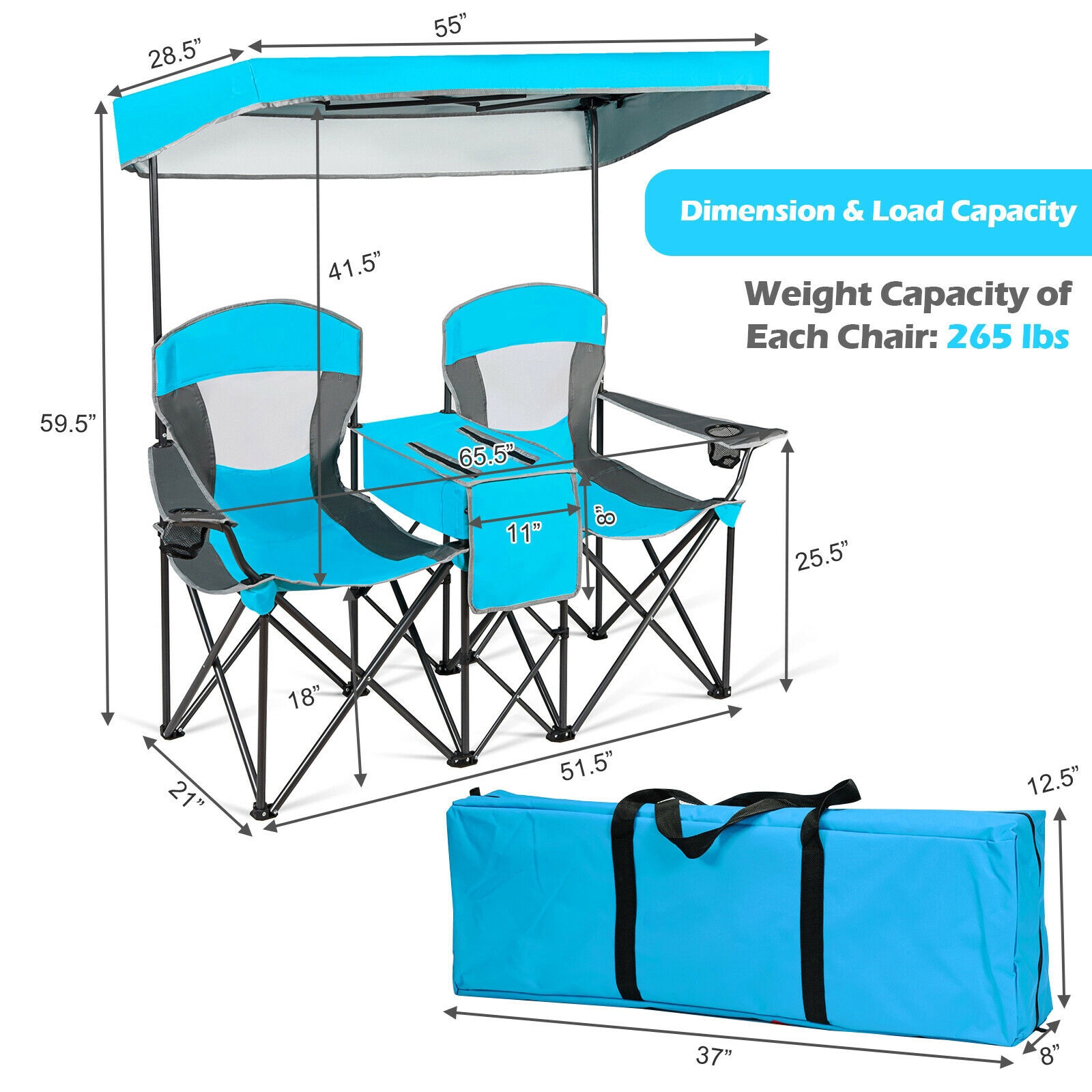 WELLFOR DOJ70569BL Beach-Camping-Chairs - View #7