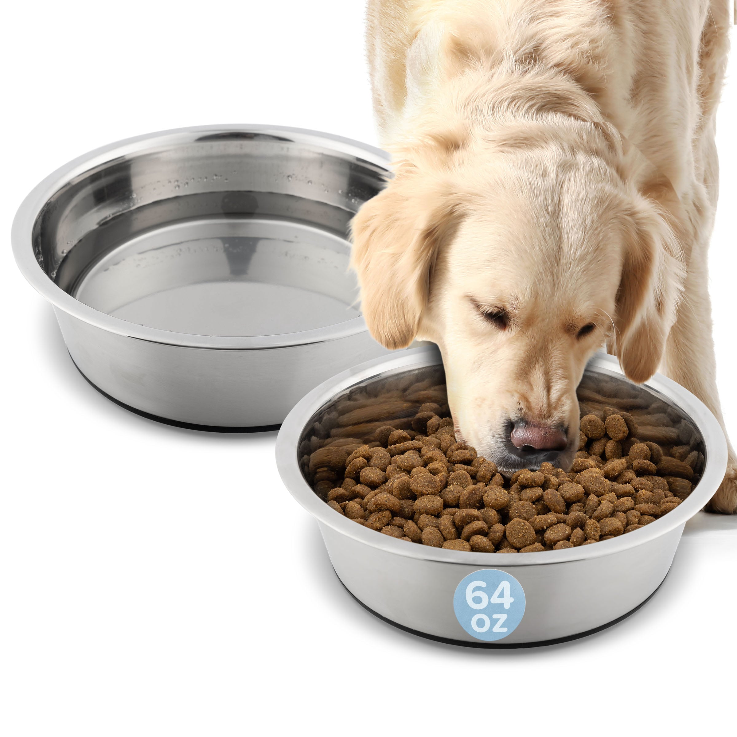 PETMAKER PET6428 Set of Two 64oz Stainless Steel Dog Bowls for Medium to Large Pets