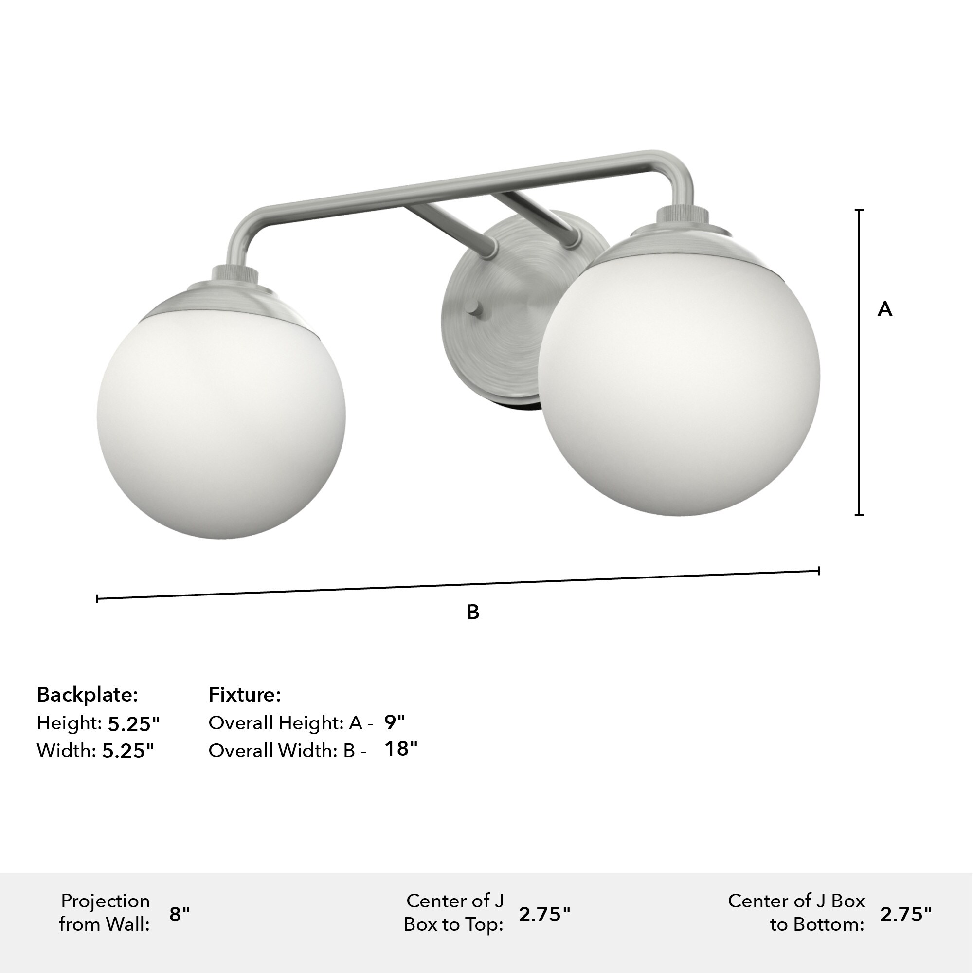 Hepburn 18" Brushed Nickel 2-Light Vanity Sconce
