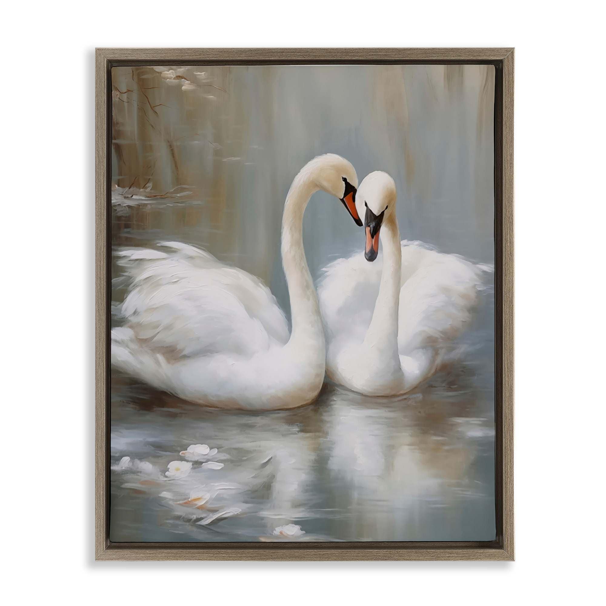 Stupell Industries BT-738-FFE-24X30 Kissing Swans on Pond Floating Frame design by Arlington Prints