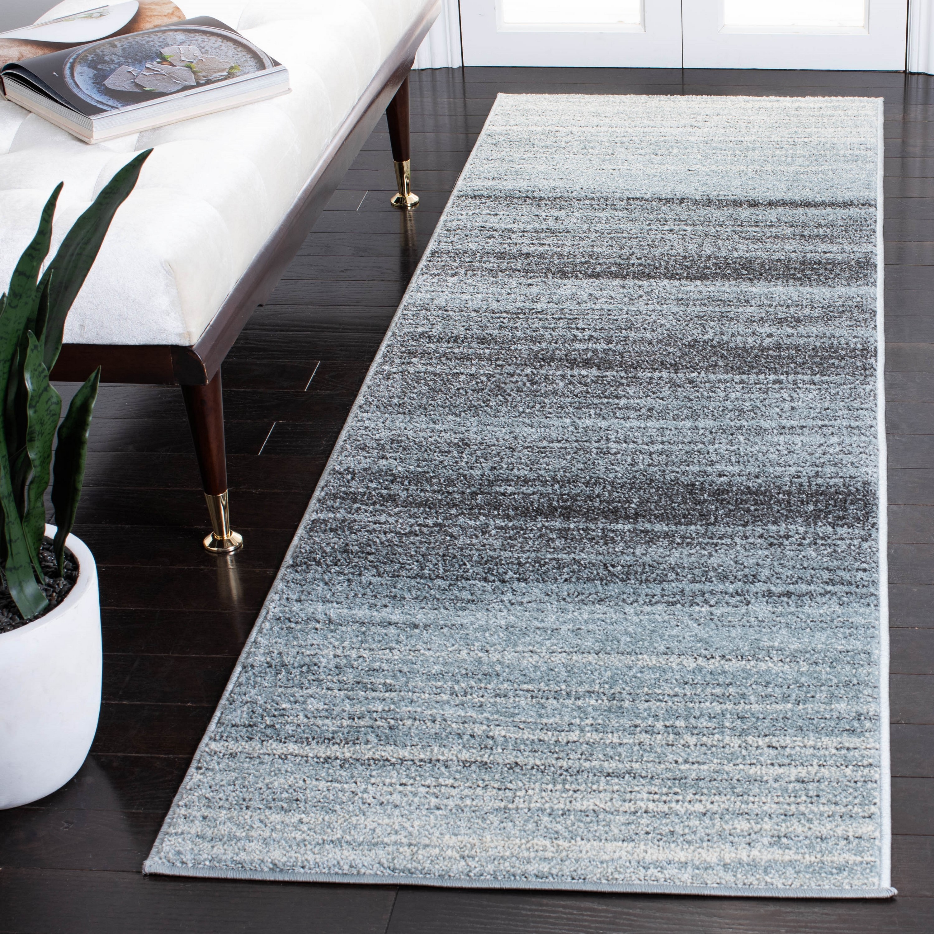 Safavieh ADR142G-26 Adirondack 3 x 6 (ft) Loomed Polypropylene Gray/Light Gray Rectangular Indoor Ombre Industrial Runner rug