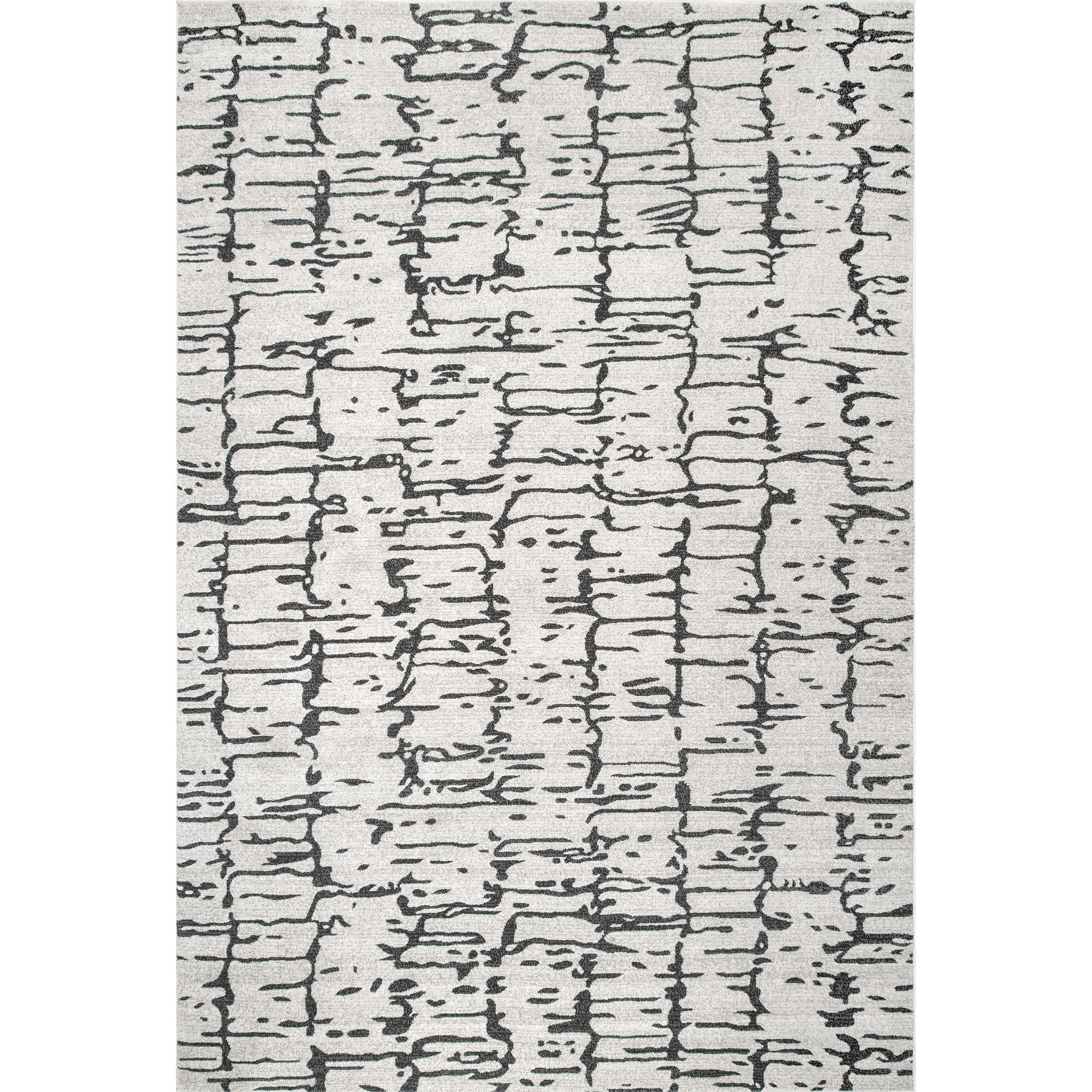 Ivory Tufted Reversible Abstract Synthetic 4' x 6' Area Rug