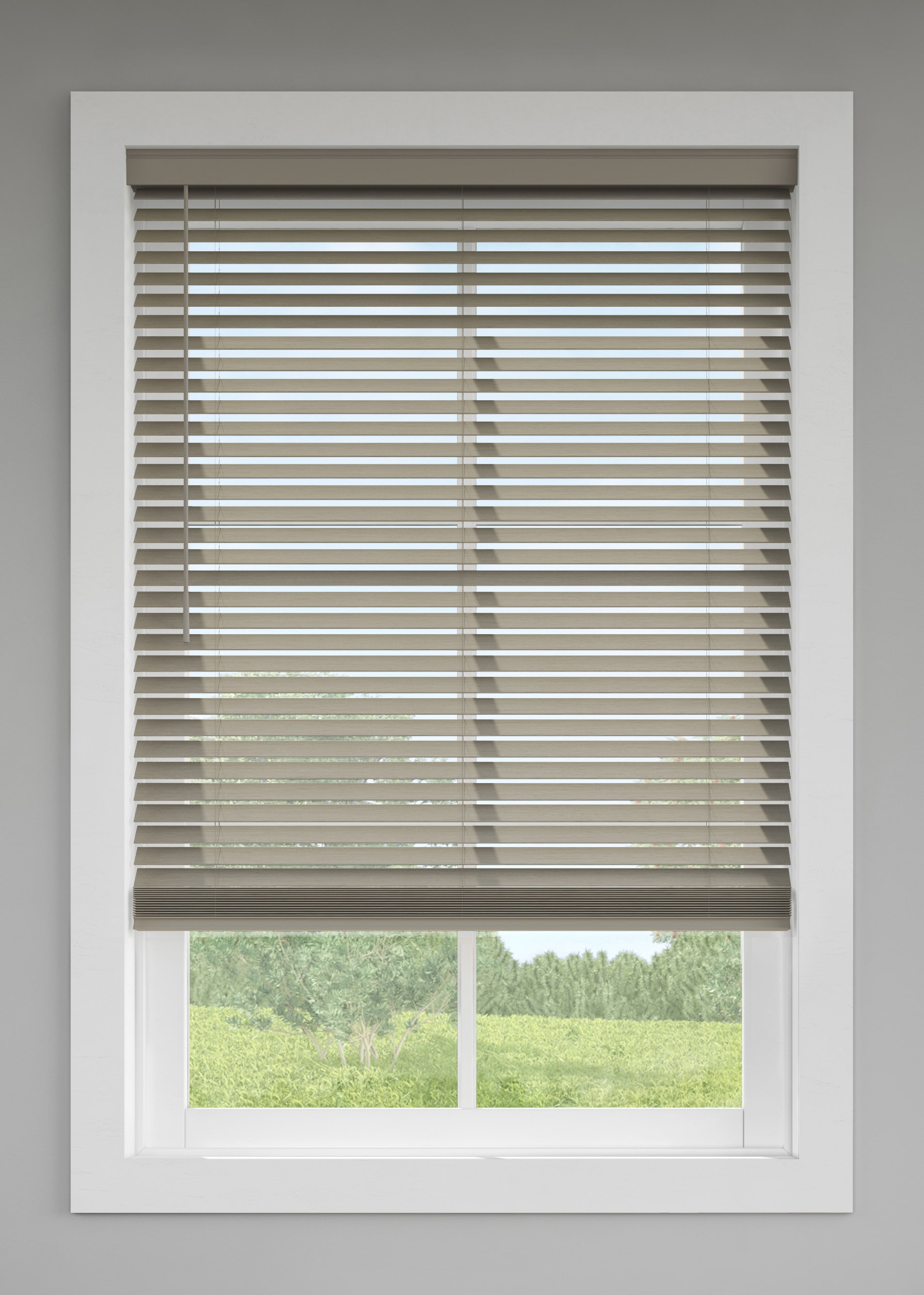 LEVOLOR Trim+Go 2-in Slat Width 35-in x 64-in Cordless White Faux Wood Room  Darkening Horizontal Blinds in the Blinds department at