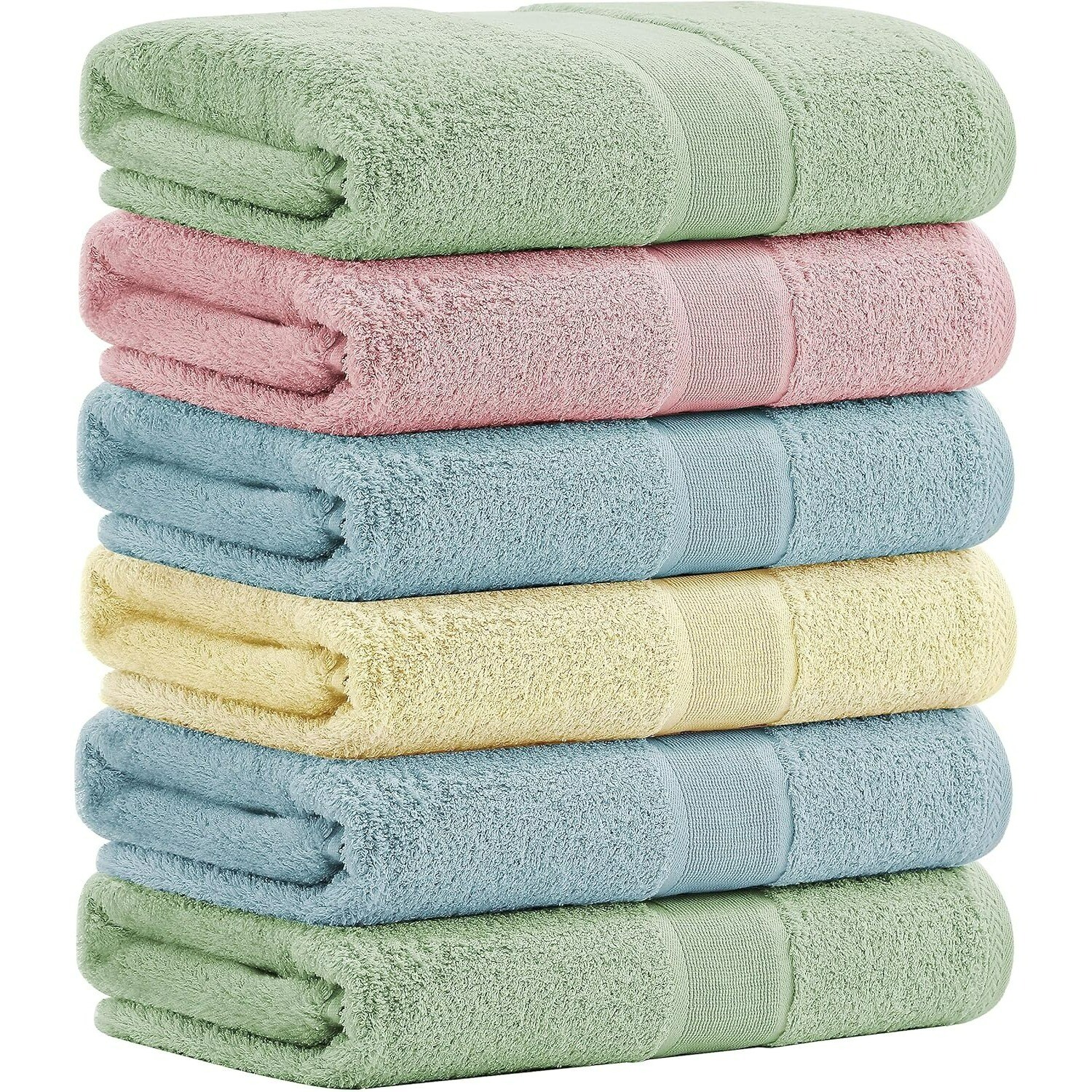 Paradigms Interiors 6 Piece Bath Towels Set 27x54 Inches Ultra Absorbent Natural Rayon Bamboo And Cotton Towels For Bathroom Gym Travel And Spa