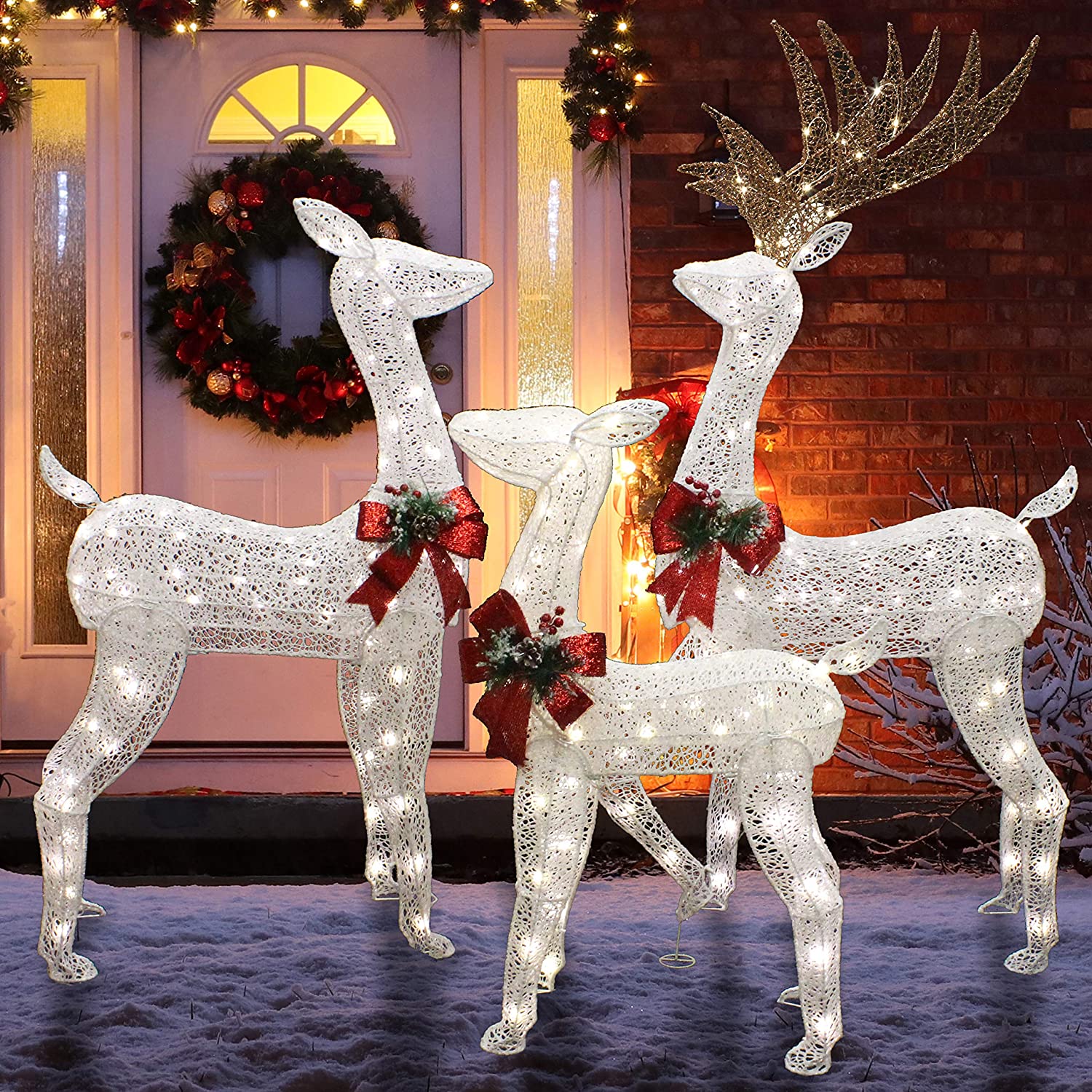 Joiedomi 60-in Reindeer Yard Decoration with White LED Lights at