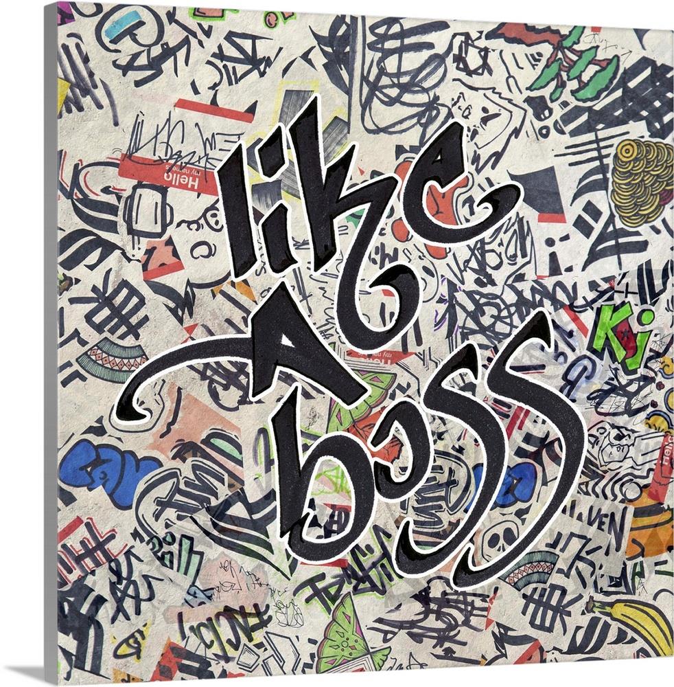 GreatBigCanvas 2420106-24-36X36 Like a Boss- Urban Inspiration 36-in H x 36-in W Abstract Print on Canvas