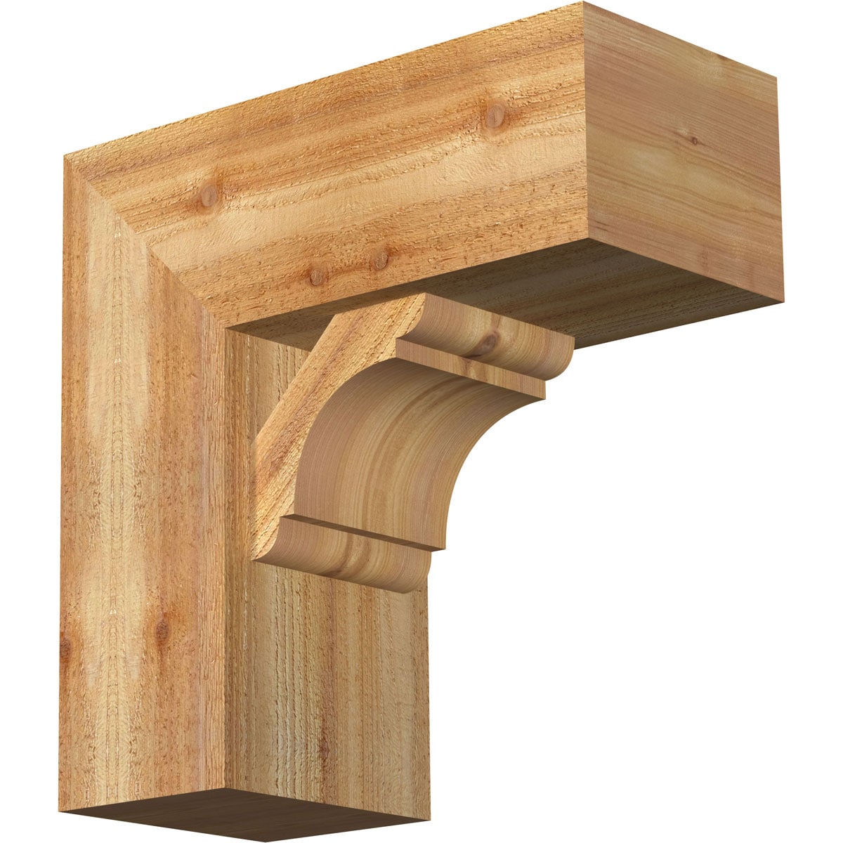 Ekena Millwork 1463463 Olympic block rough sawnbracket with offset brace 8-in x 18-in x 18-in Western red cedar Brown Wood Standard bracket