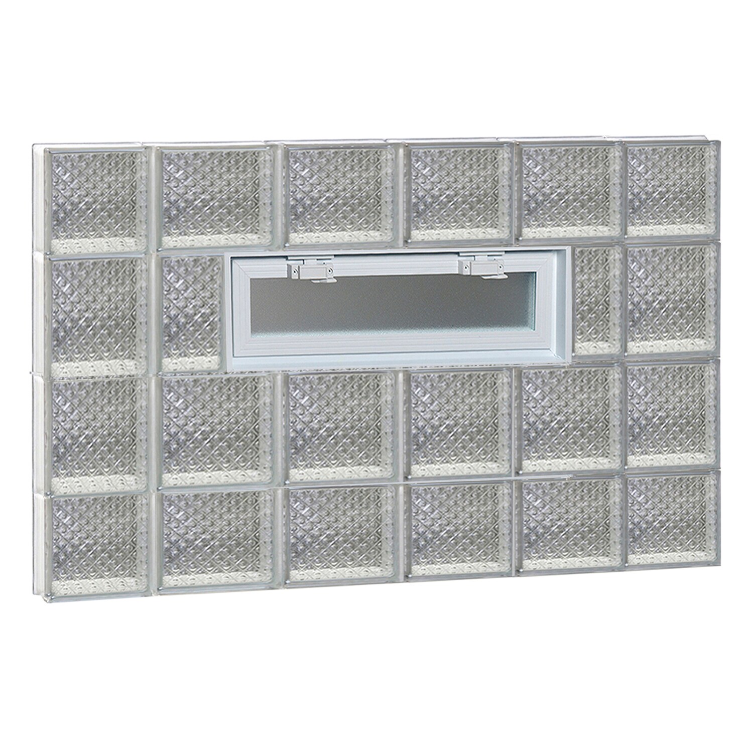 REDI2SET V4428DP Diamond Glass 42-1/2-in x 27-in Frameless Replacement Vented Glass Block Window