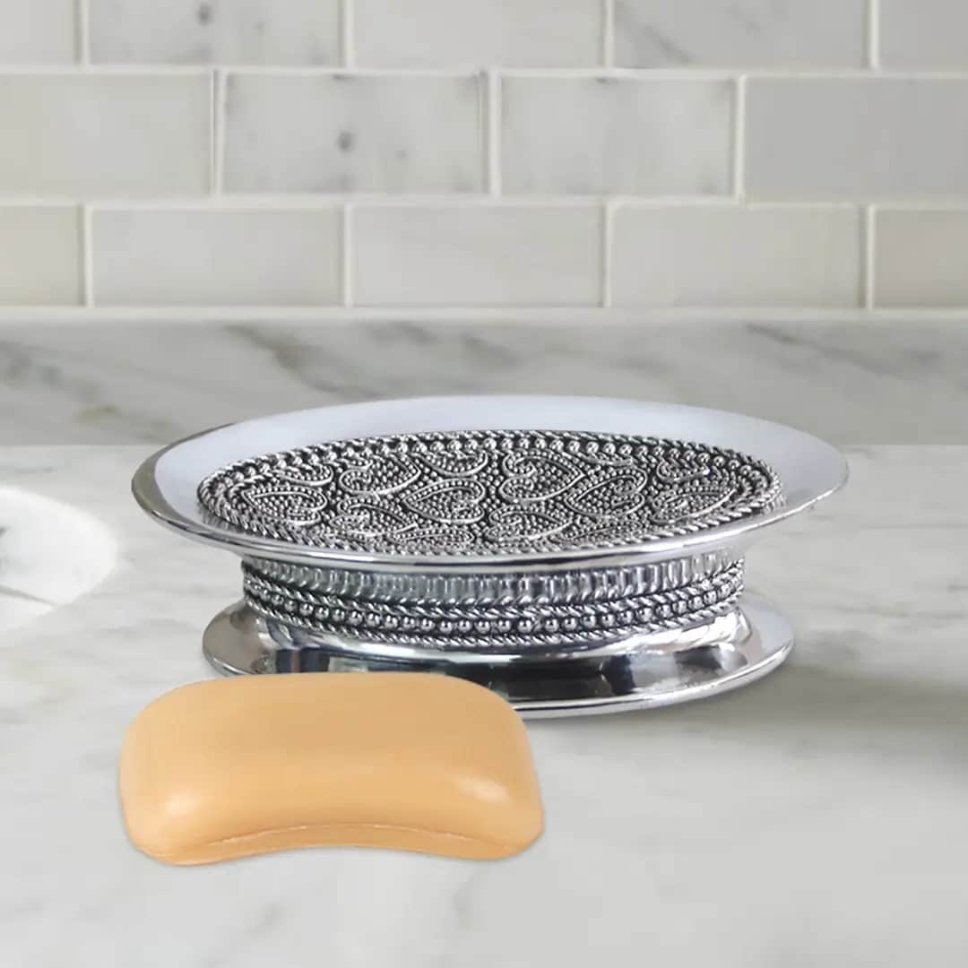 Tinyhomie Soap Dish for Bathroom Counter Shower Kitchen Resin Chrome