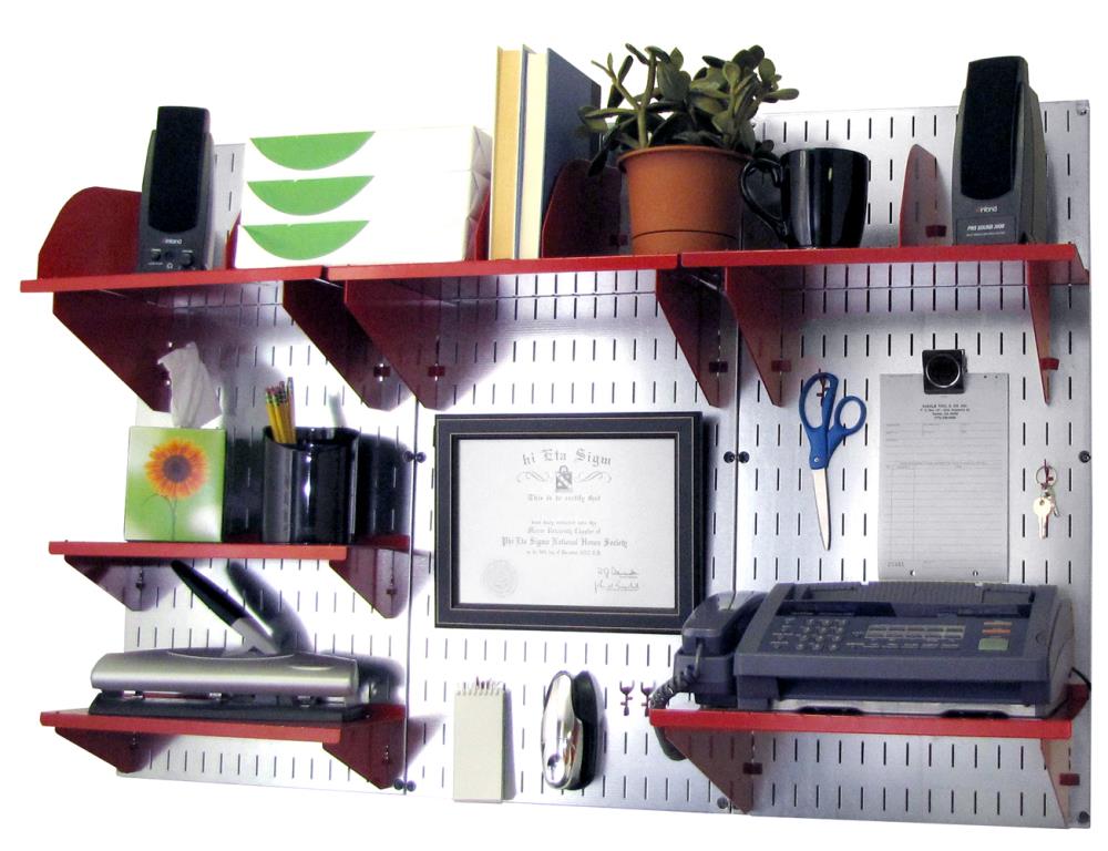 Wall Control 10-OFC-300 GVR 48-Inches L x 12-Inches D x 32-Inches H Galvanized/Red Steel Rectangular Shelf kit 6 Decorative Shelves