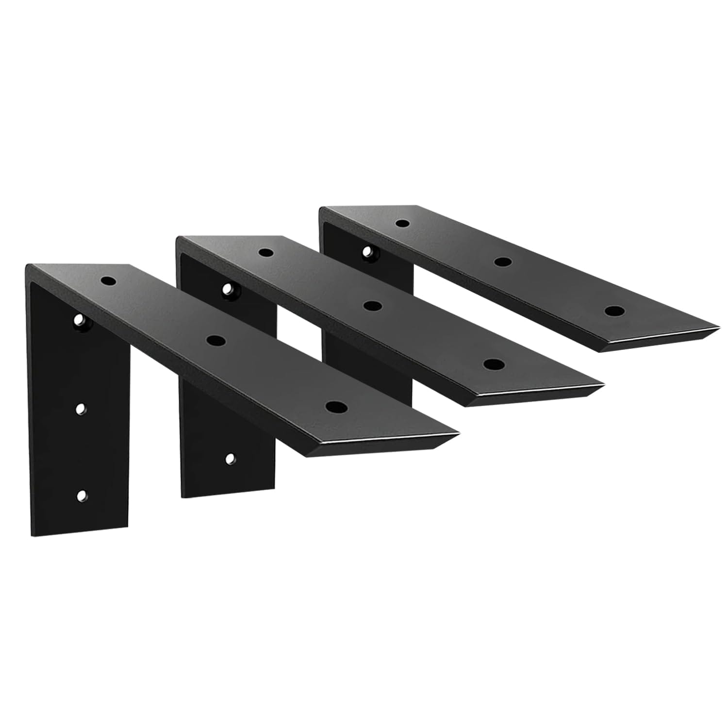 Vrbgify  Heavy Duty Countertop Support Bracket 3 Pack 20 Inch by 8 Inch by 2 1 2 Inch Thick Black Metal L Shelf Brackets for Quartz Granite Wood
