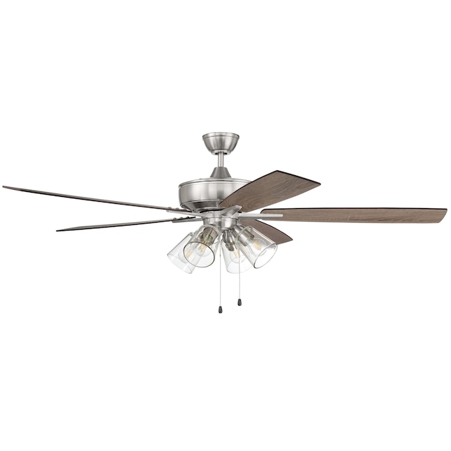 Craftmade Super Pro 104 Clear 4 Light Kit 60 In Brushed Polished Nickel Indoor Downrod Or Flush Mount Ceiling Fan With 5 Blade The Fans Department At Lowes Com