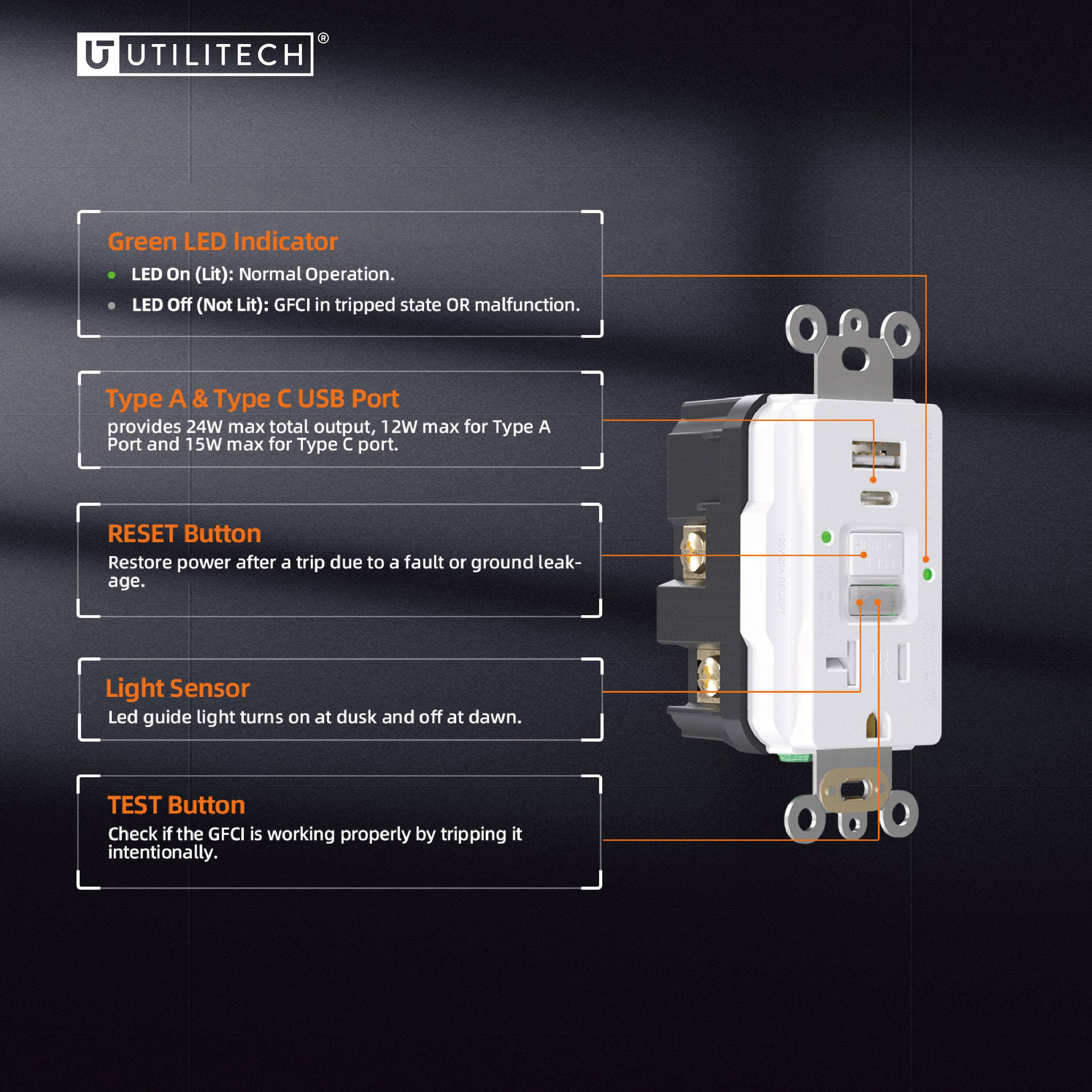 Utilitech LGR2320ACL1-WH receptacles - View #3