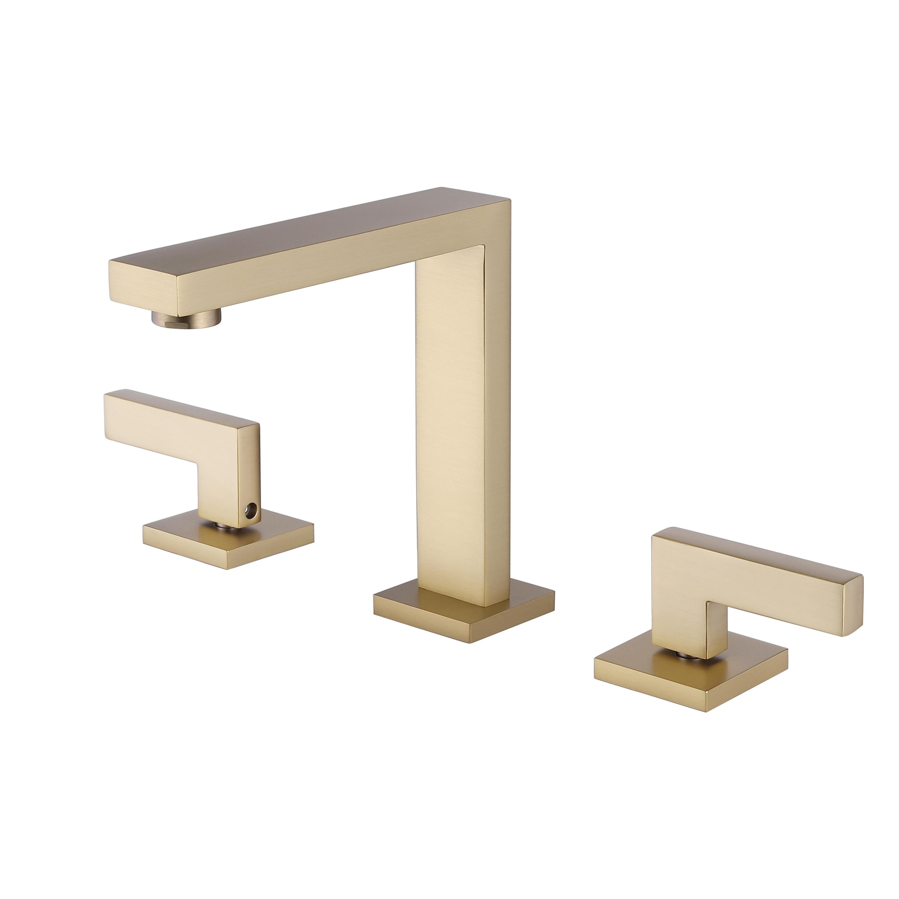 Royal Guard LBSFLYJ0028 Brushed Gold Widespread 2-handle WaterSense Mid-arc Commercial/Residential Handle Bathroom Sink Faucet with Drain