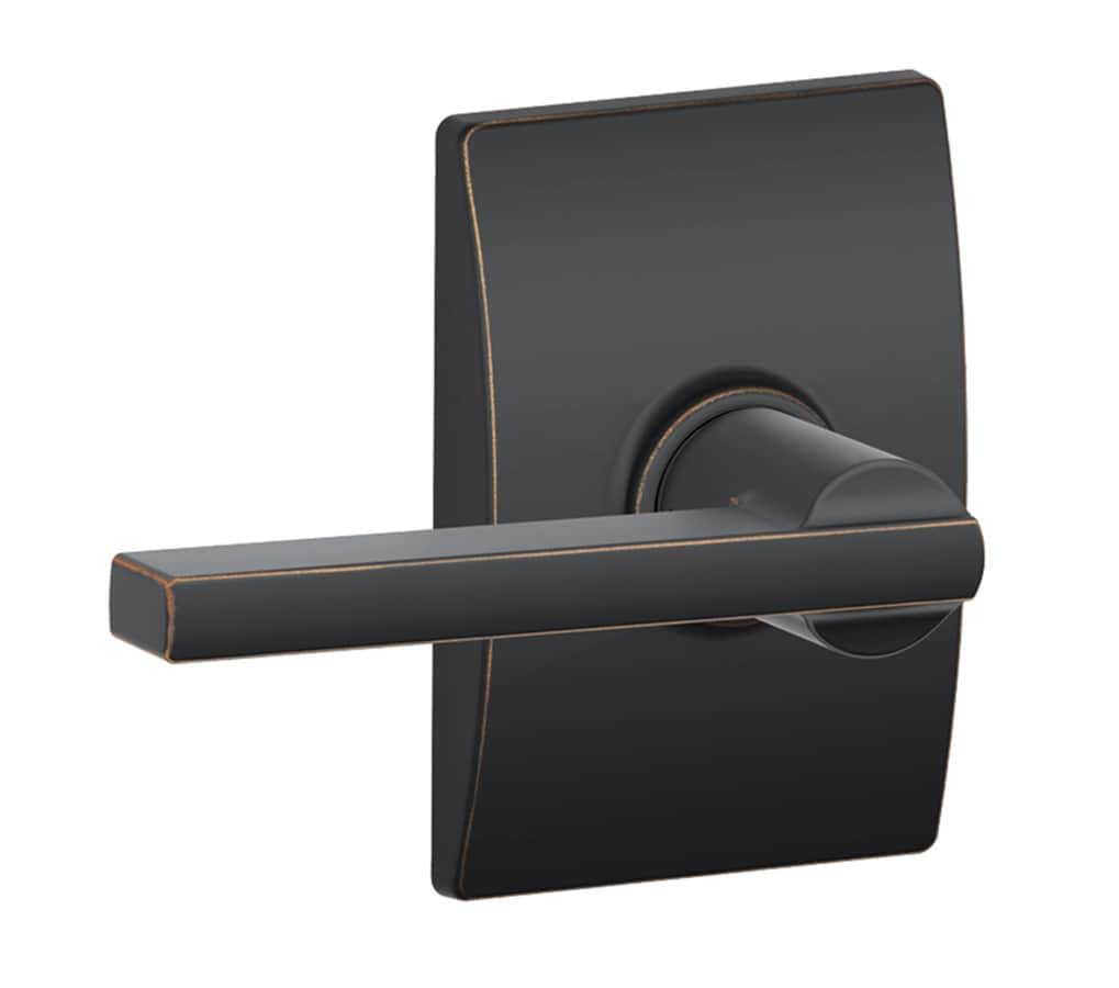 Schlage F10-BWE-CEN Bowery Passage Door Knob Set with Decorative Century Trim - Matte Black