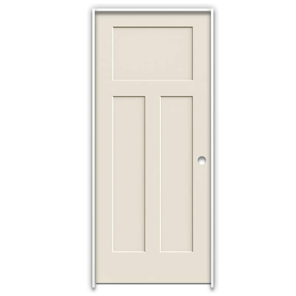 RELIABILT ABS613185 30-in x 80-in Primed Hollow core 3-panel craftsman Left hand Smooth Primed Molded composite Flat Jamb Single Prehung Interior Door