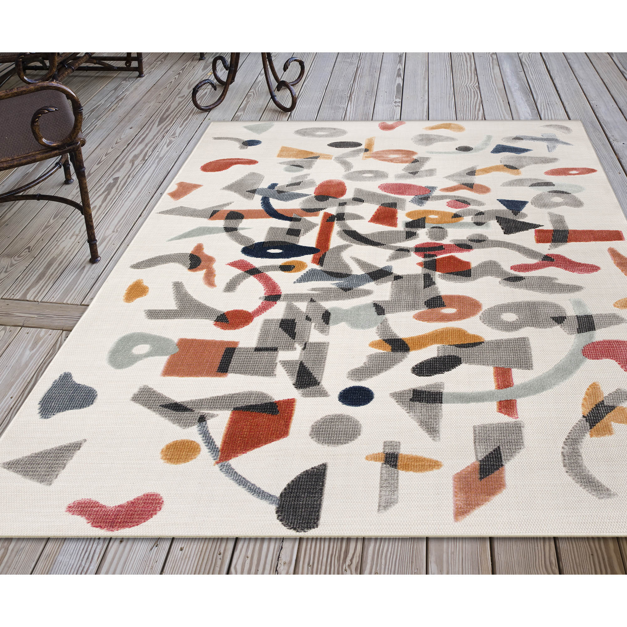 Bright Blooms Easy-Care Green Synthetic Indoor/Outdoor Rug