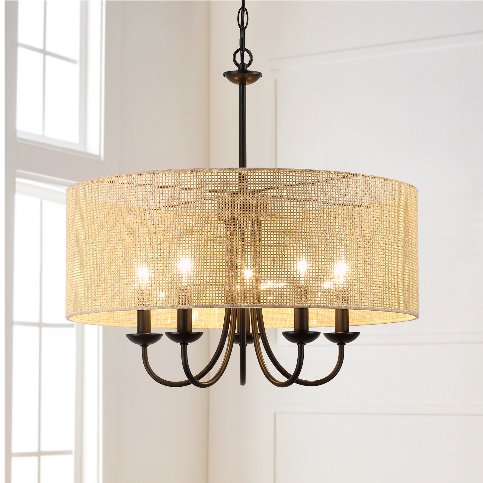 True Fine 90082C Astory 5 -Light Matte Black Coastal For Use in Bedrooms, Dining Rooms, Foyers, Kitchens, Living Rooms Chandelier