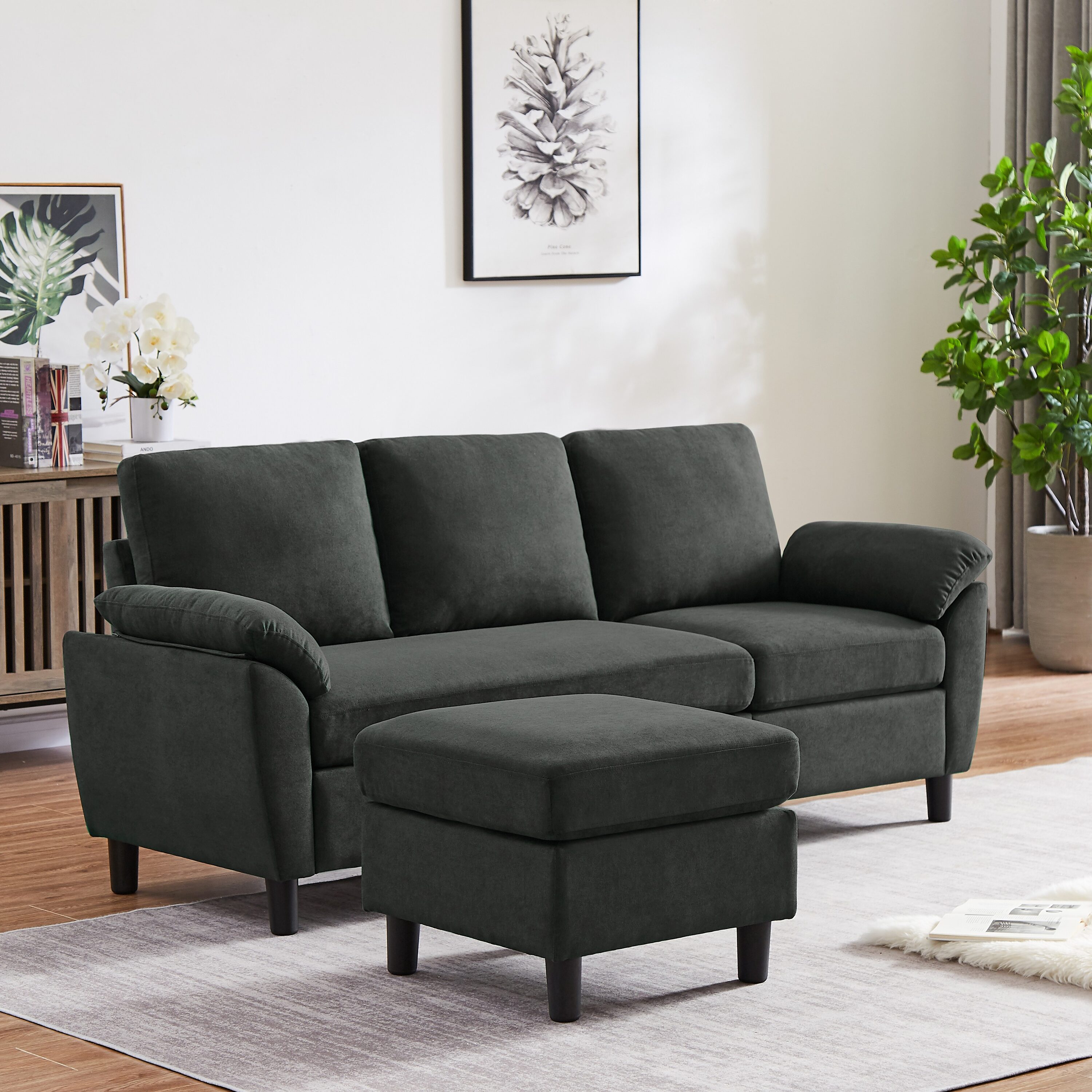 Jarenie 79.53-in Modern Black Polyester/Blend Sectional US55BK at Lowes.com