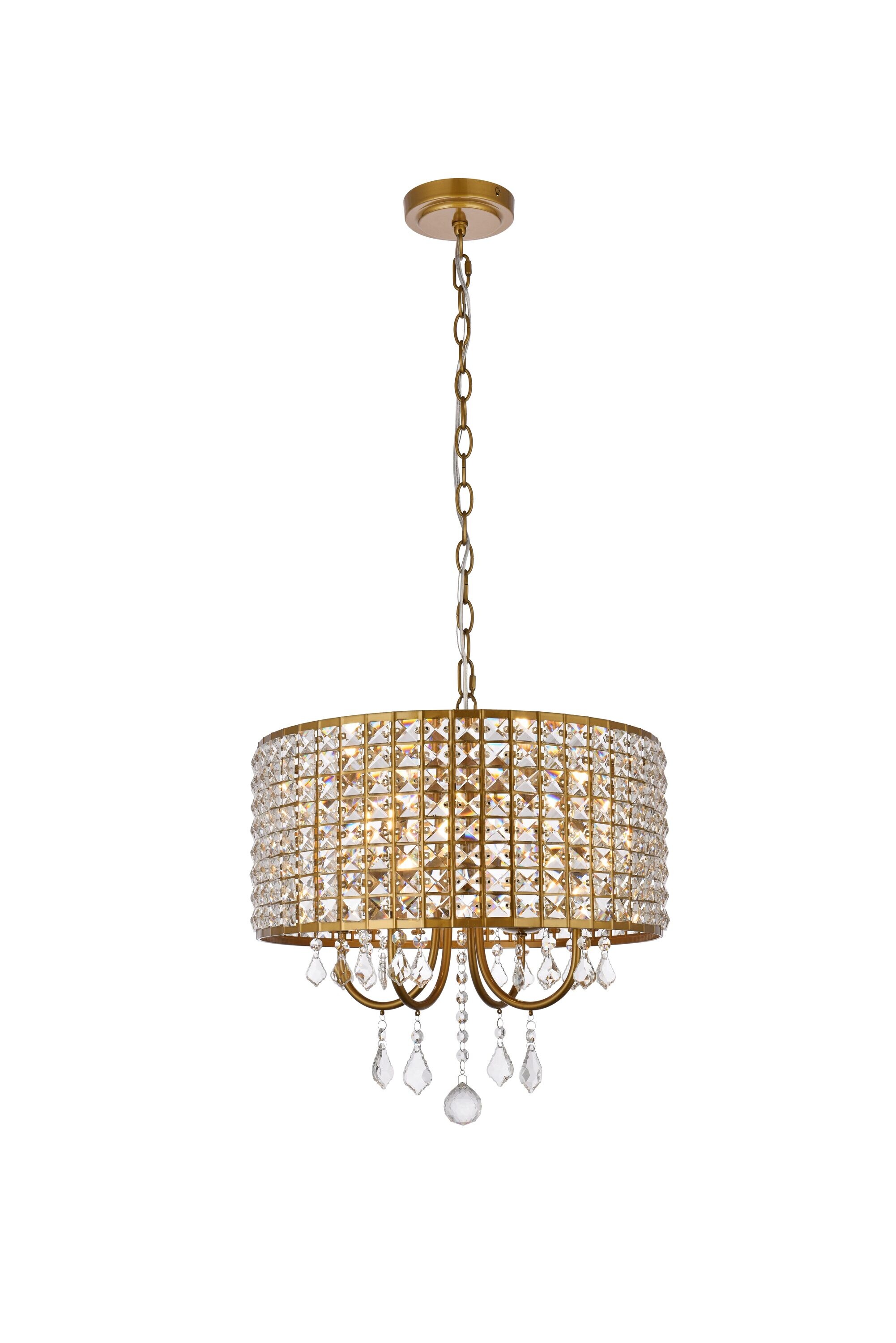 Elegant Decor HFDL2139D17BR Home Furnishing 4 -Light Brass Transitional Drum Medium Hanging Pendant light