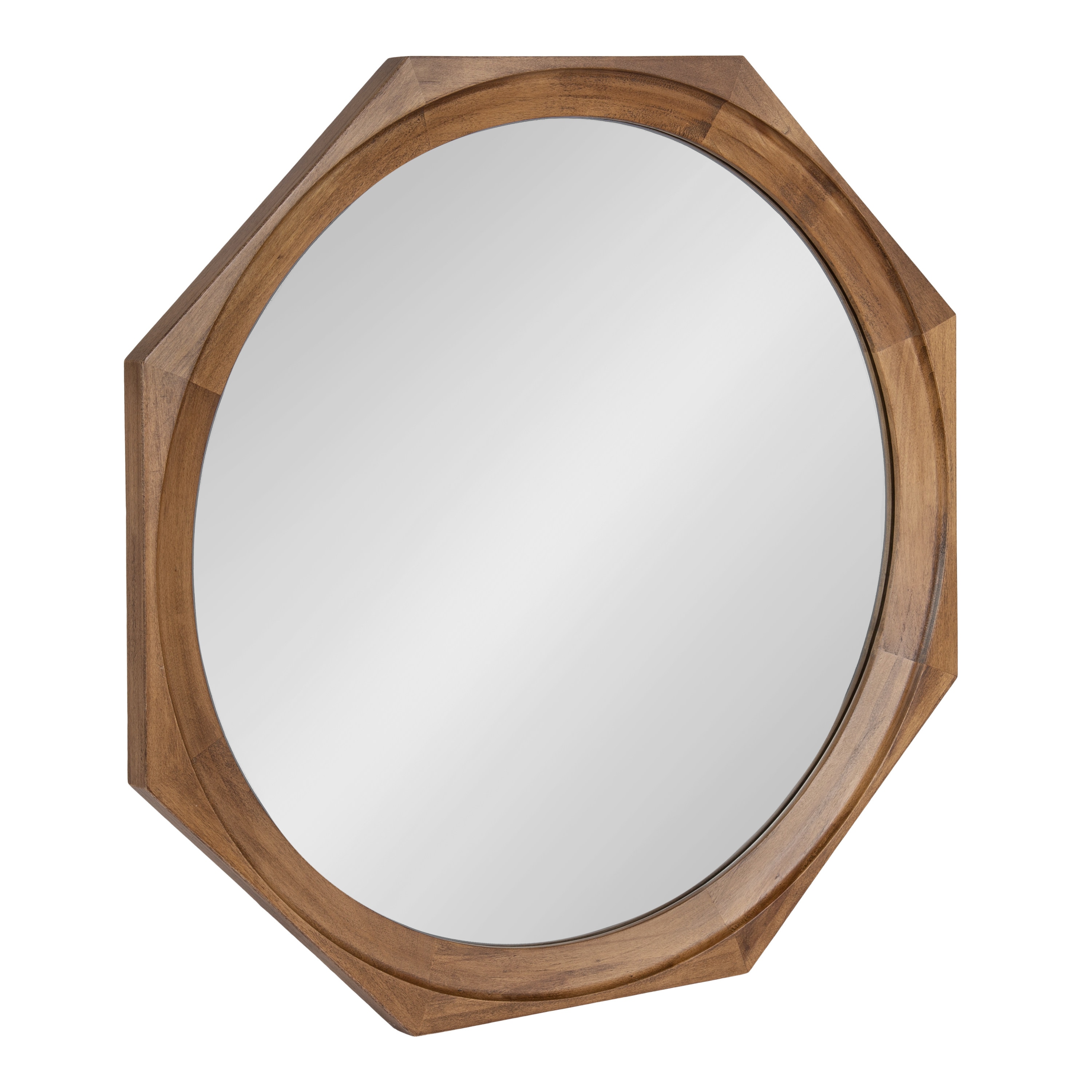 Kate and Laurel 225900 Cyrus 28.00-Inches W x 28-Inches H Octagon Rustic Brown Framed Wall Mirror