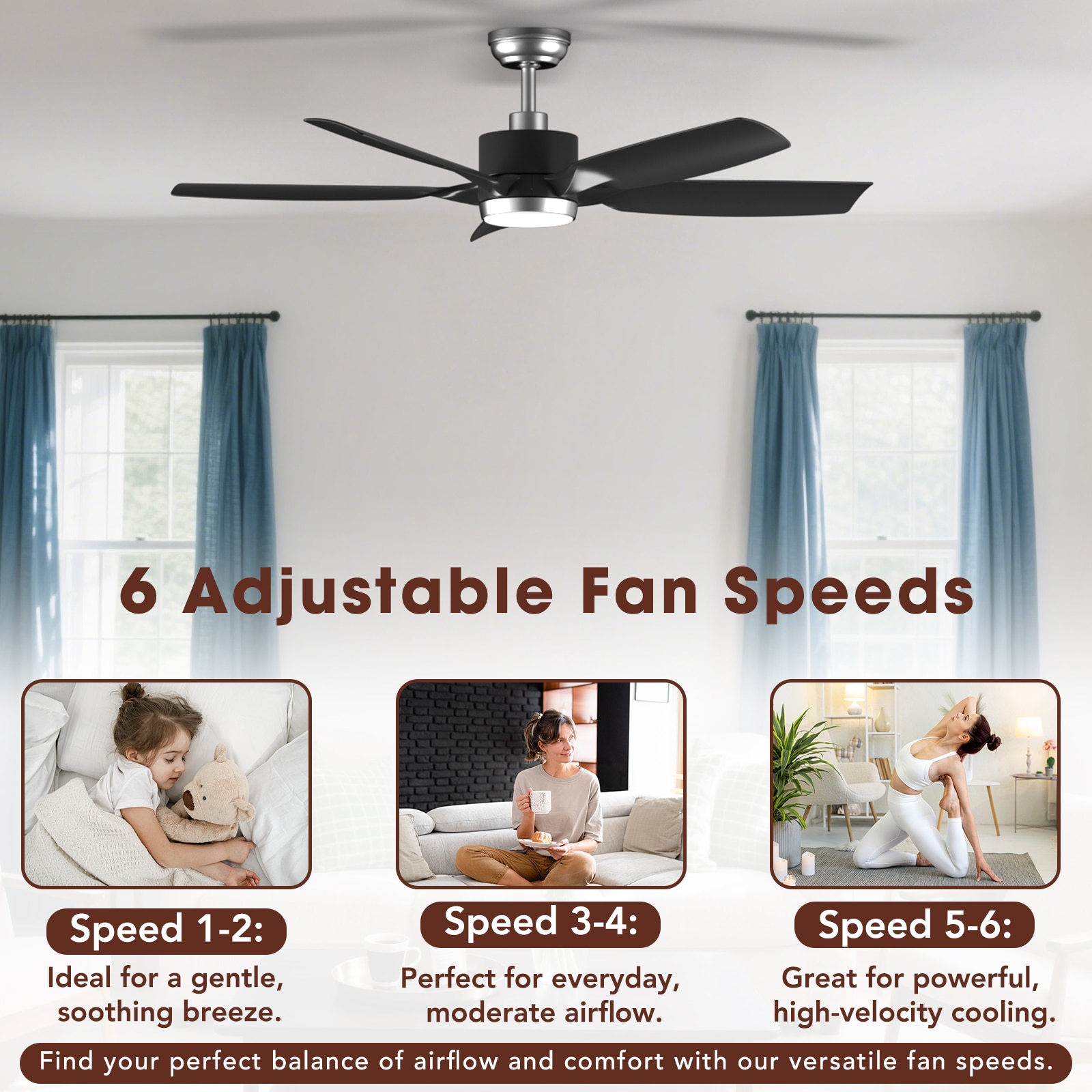 COWSAR LSCF-FL9267-BLACK Ceiling-Fans - View #5