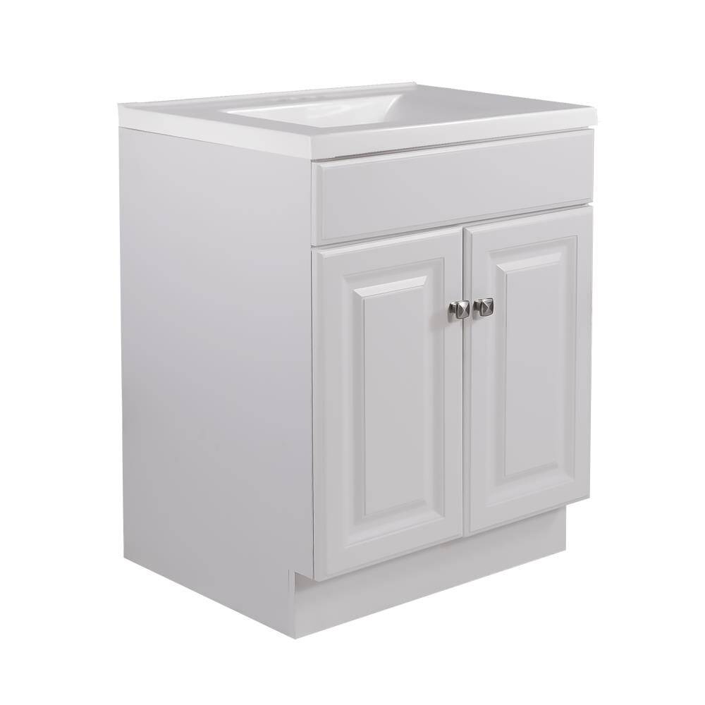 Design House 591081 Wyndham 24-in White Single Sink Bathroom Vanity with Contempo Solid White Cultured Marble Top